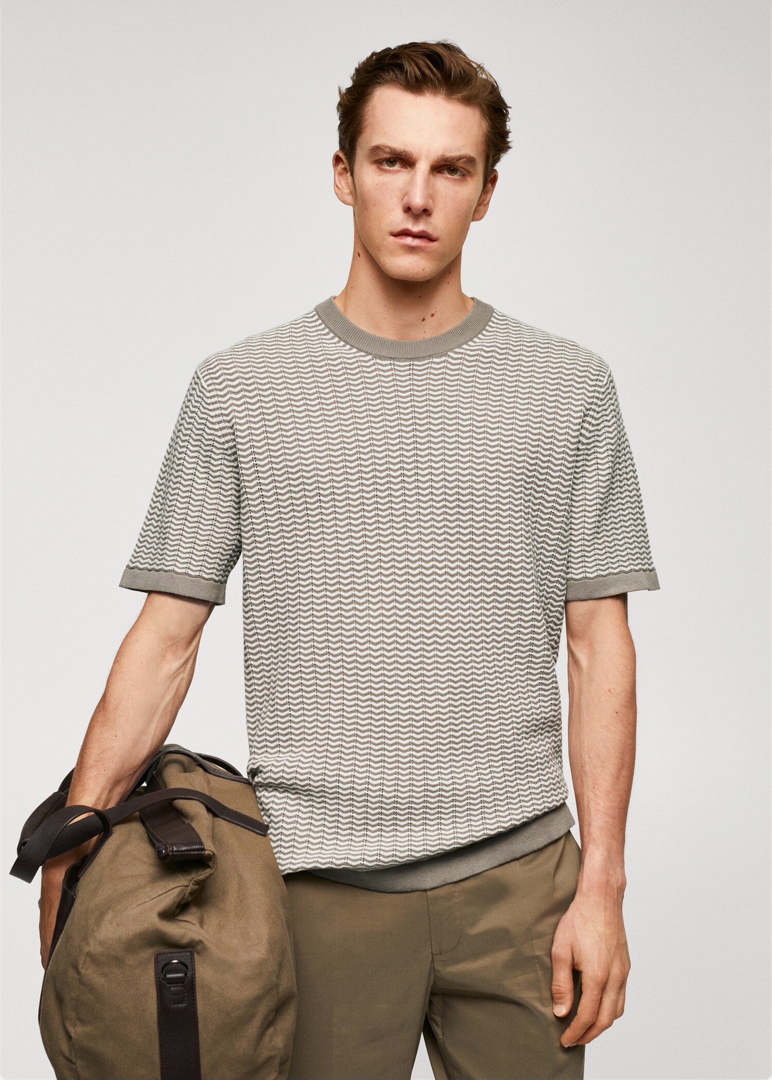 Camiseta 100 algodón estructura zig zag - Plano medio