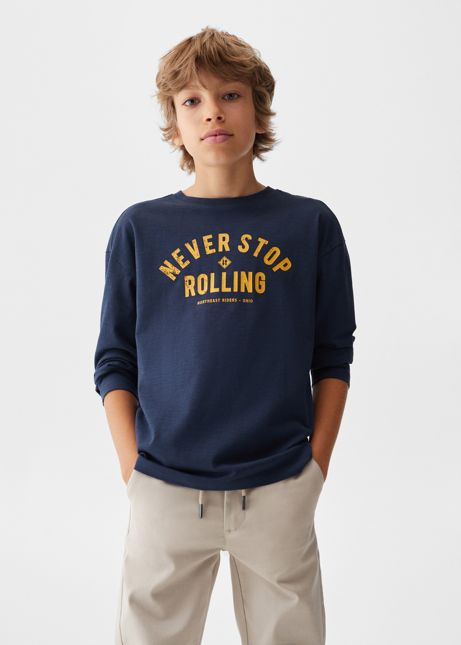 Camiseta manga larga estampada - Plano medio