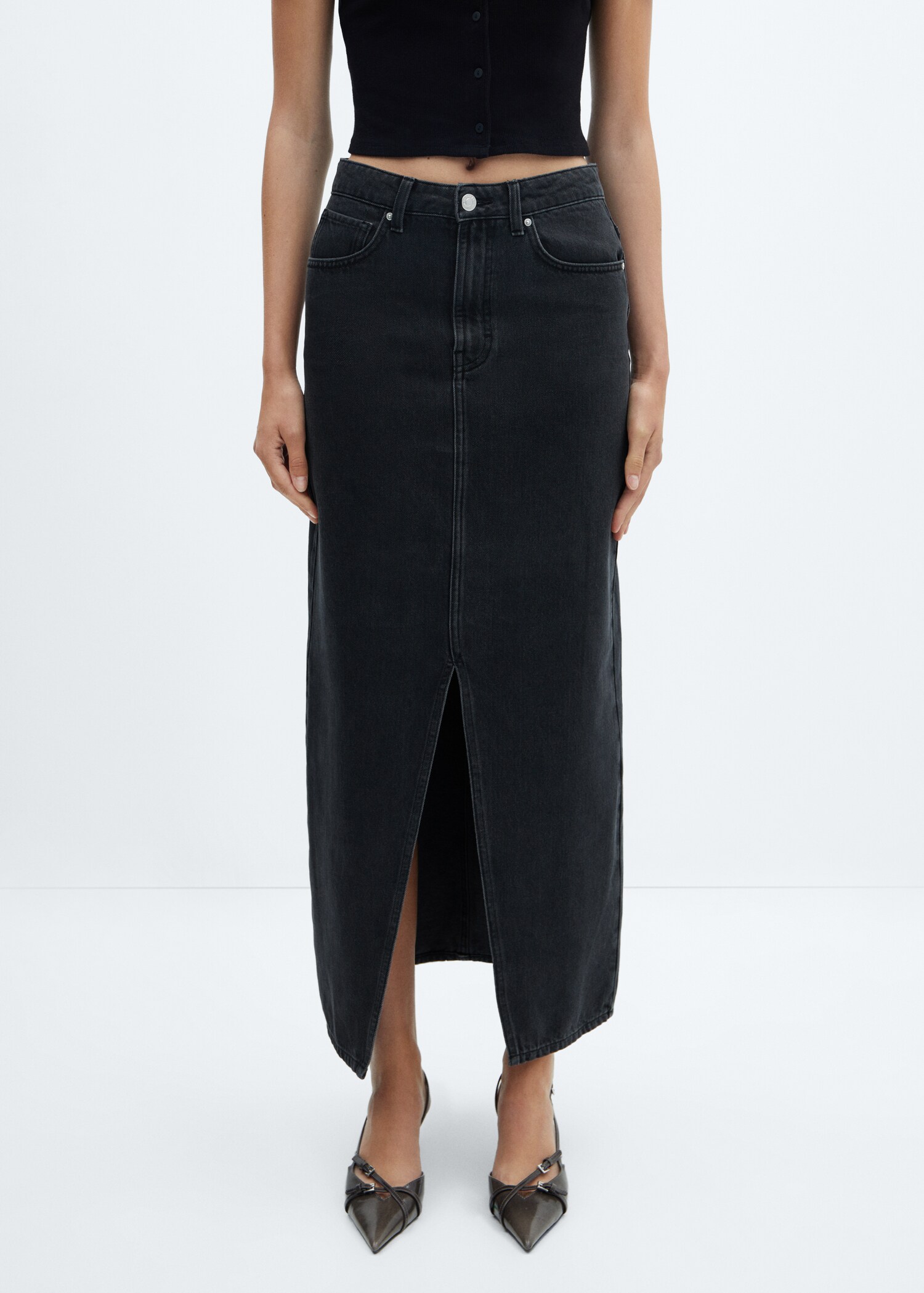 Slit denim skirt - Medium plane