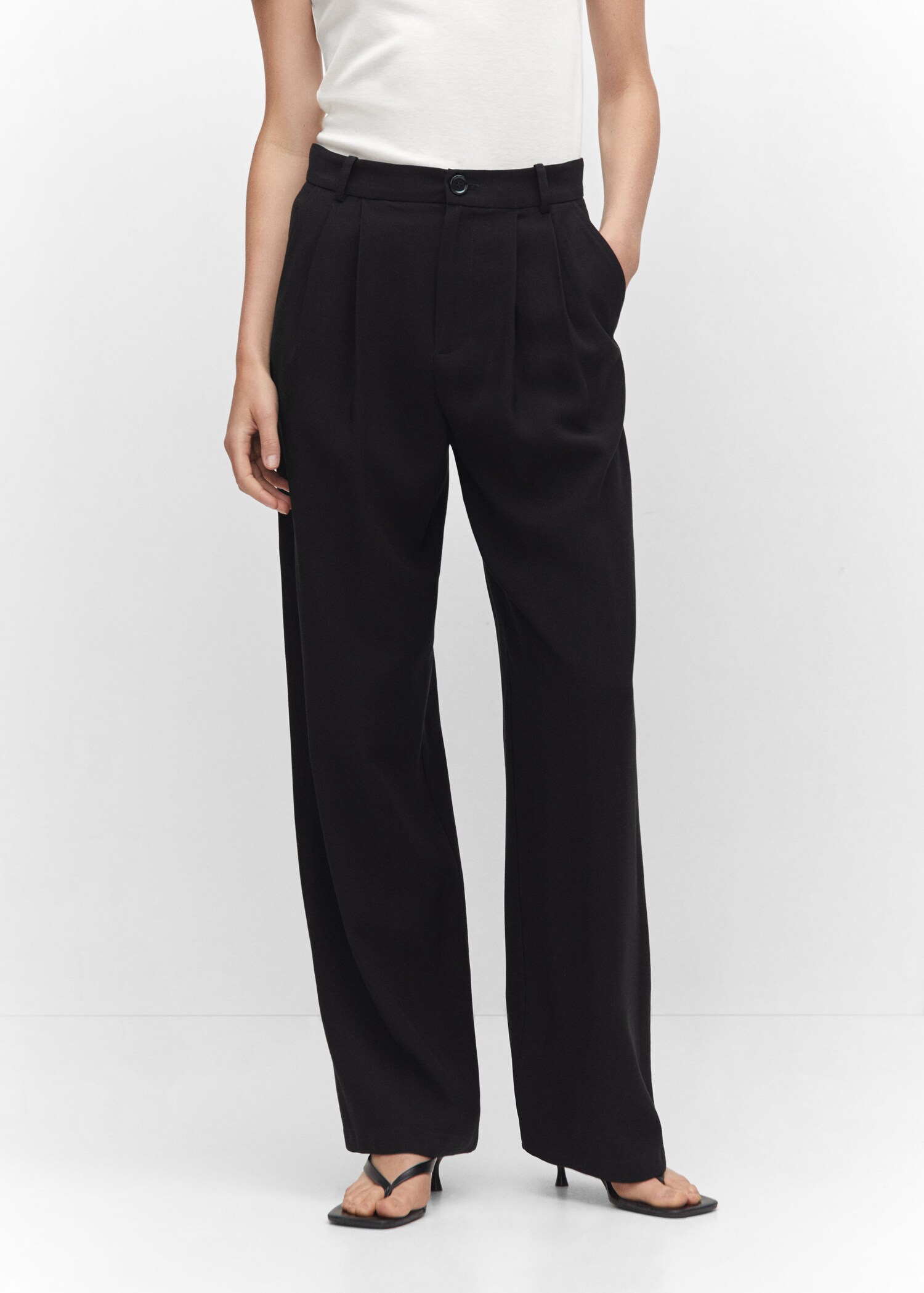 Wideleg pleated trousers - Medium plane