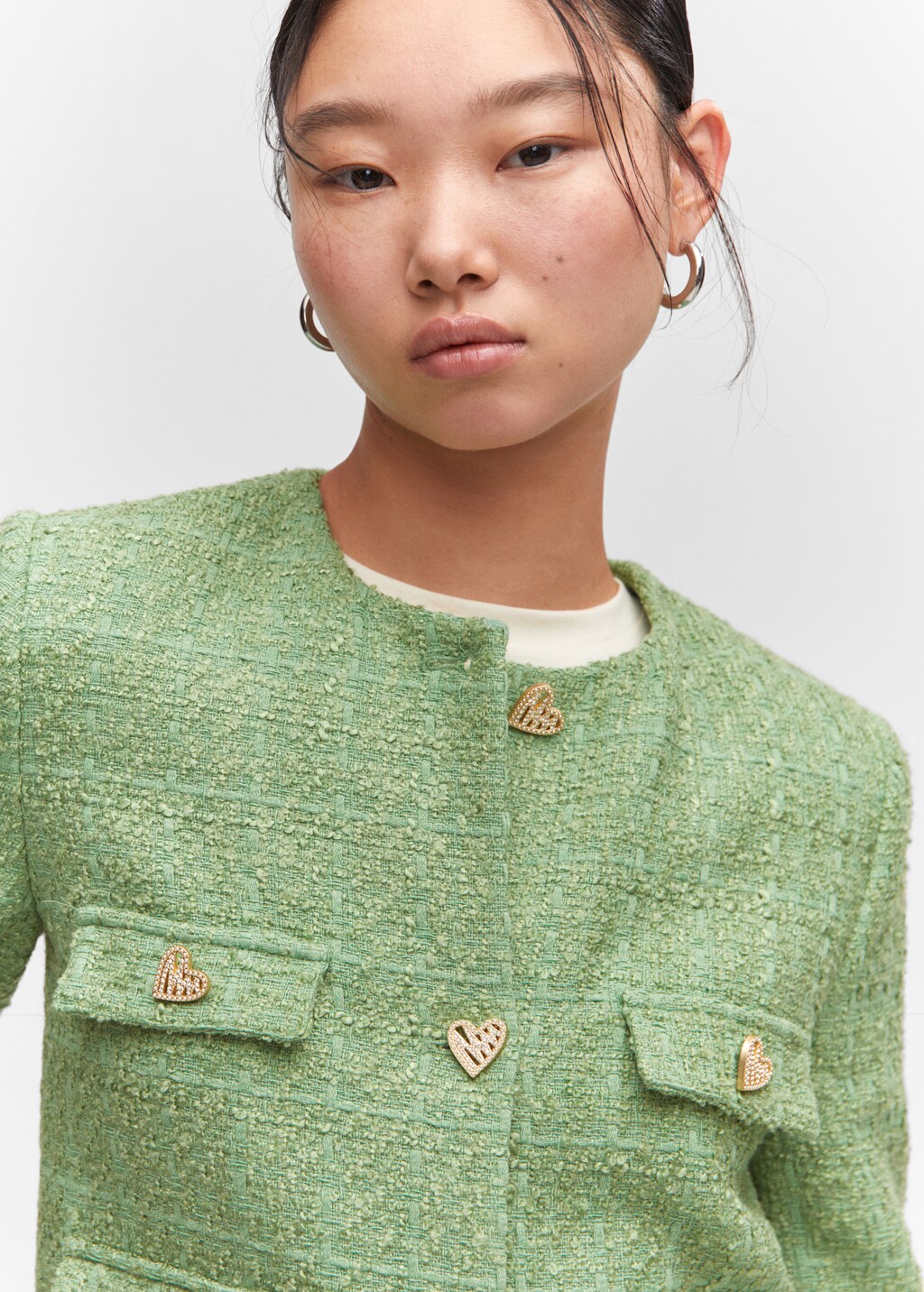 Veste tweed boutons bijoux