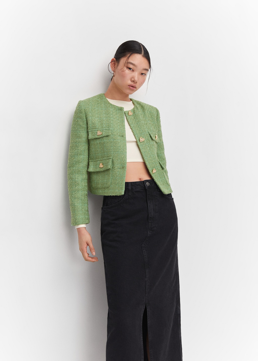 Tweed jacket with jewel buttons Women MANGO Azerbaijan