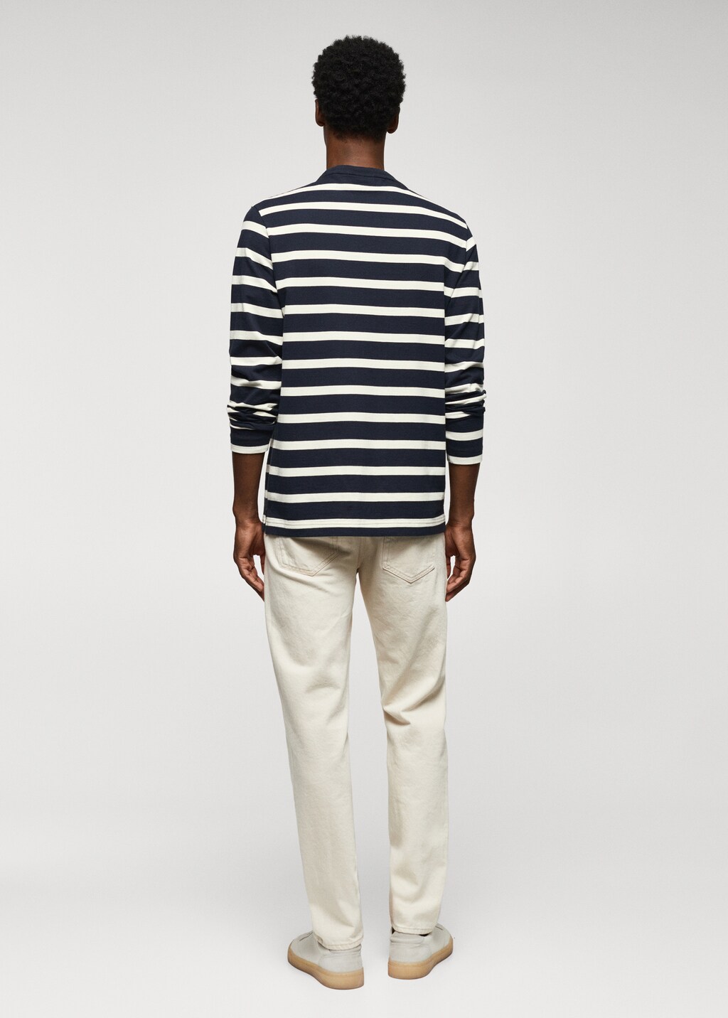 Gestreept T shirt met lange mouwen Heren MANGO Suriname