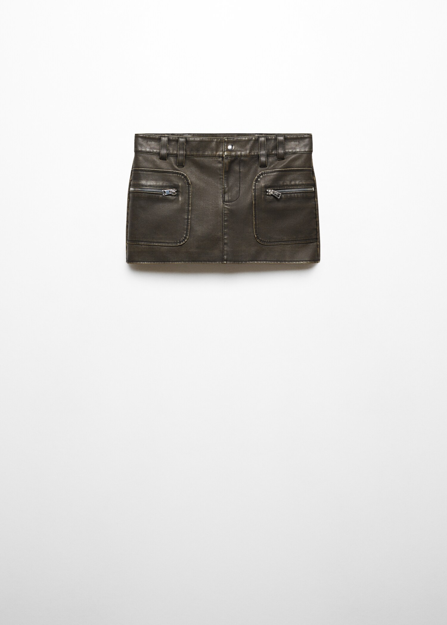 Worn-effect leather skirt - Article without model