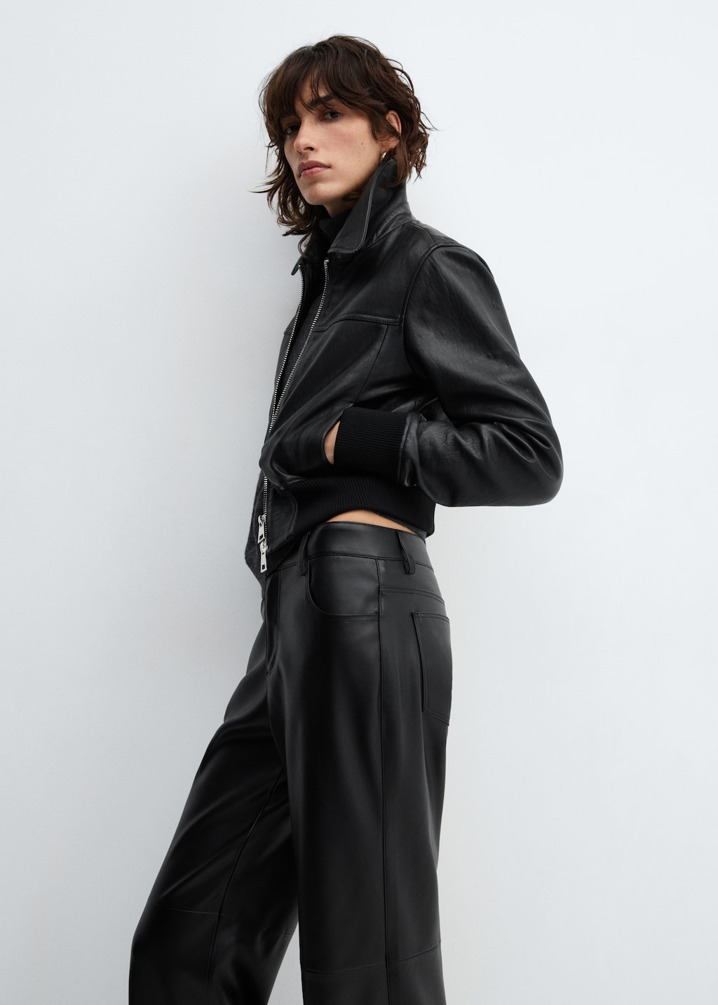 Mango leather look trousers outlet
