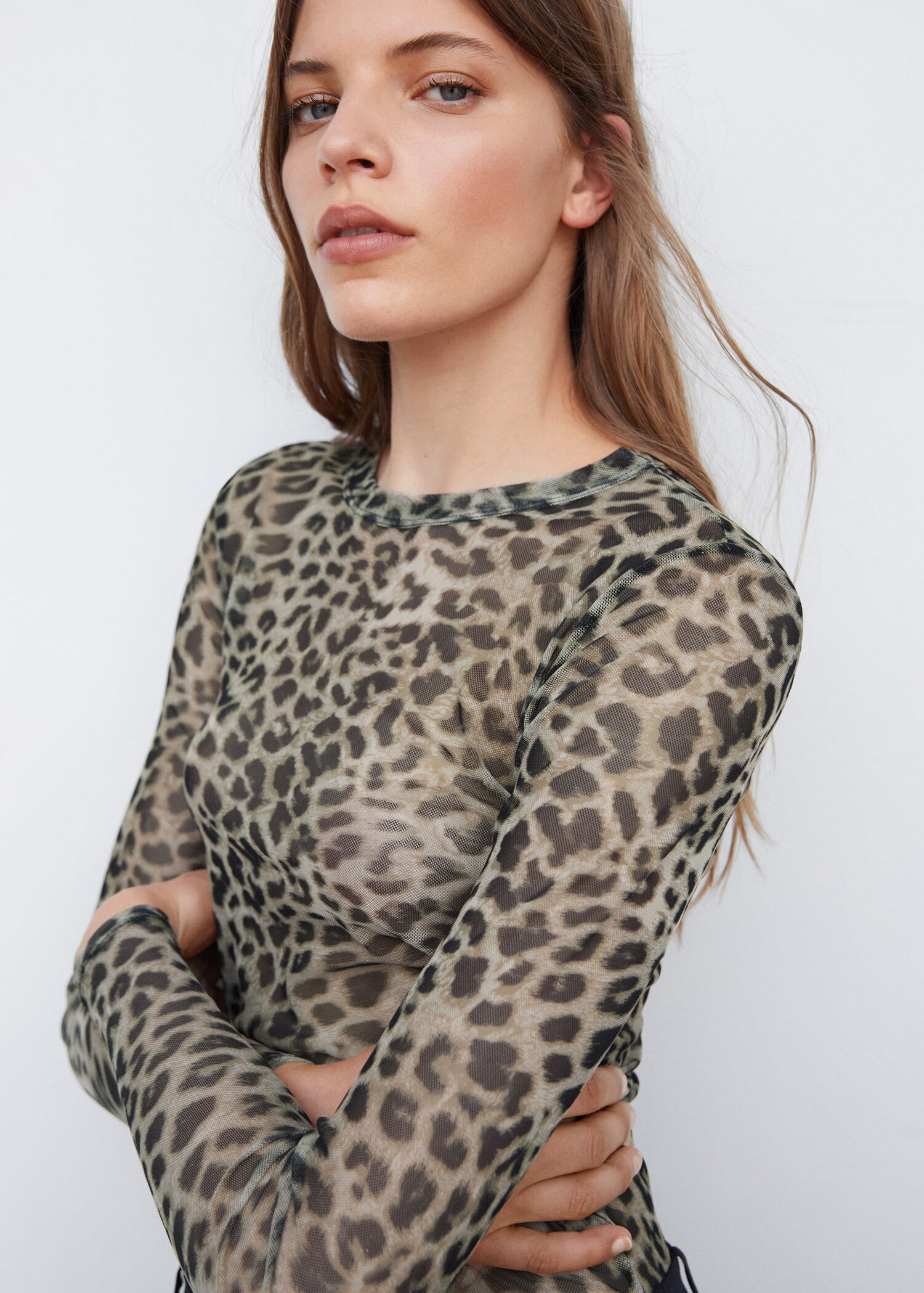 Animal print semi-transparent t-shirt - Details of the article 1