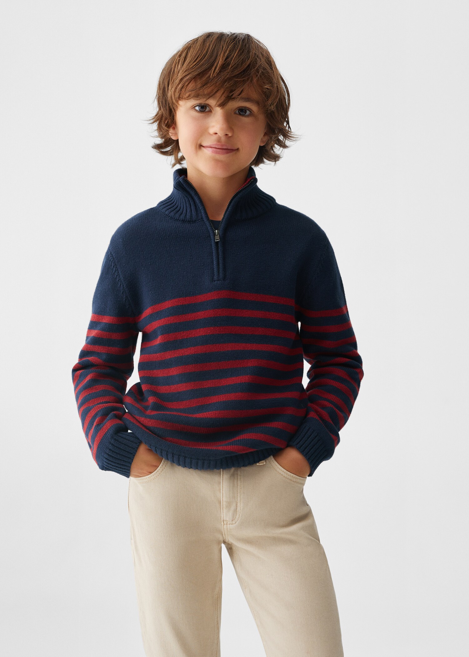 Striped sweater with zipper - Medium plane