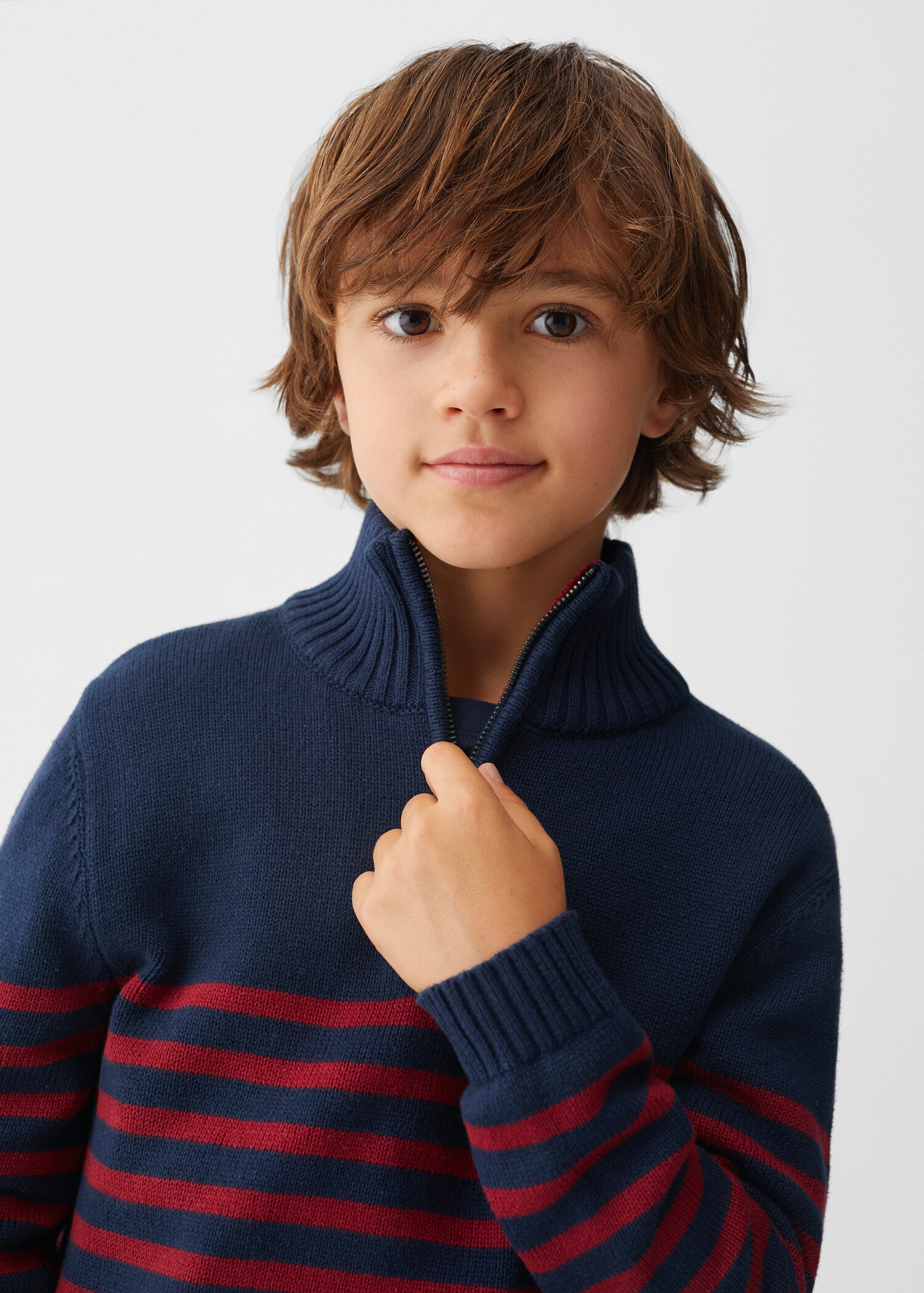 Striped sweater with zipper - Details of the article 1