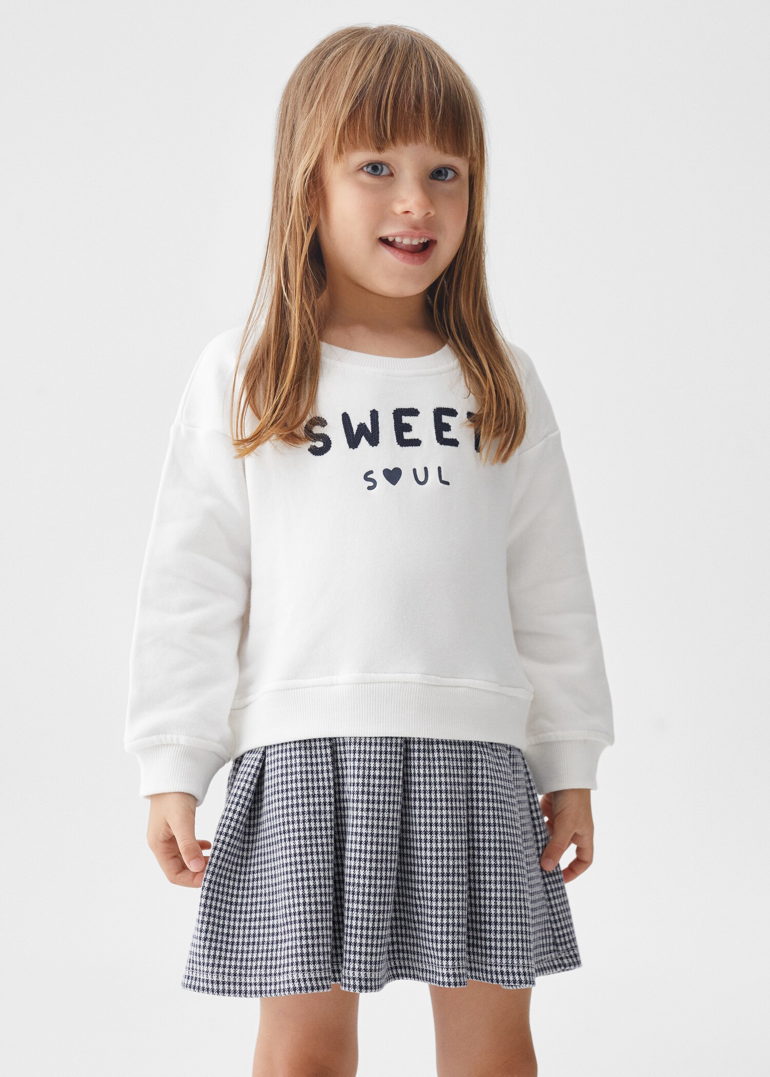 Vestido sudadera falda estampada - Plano medio