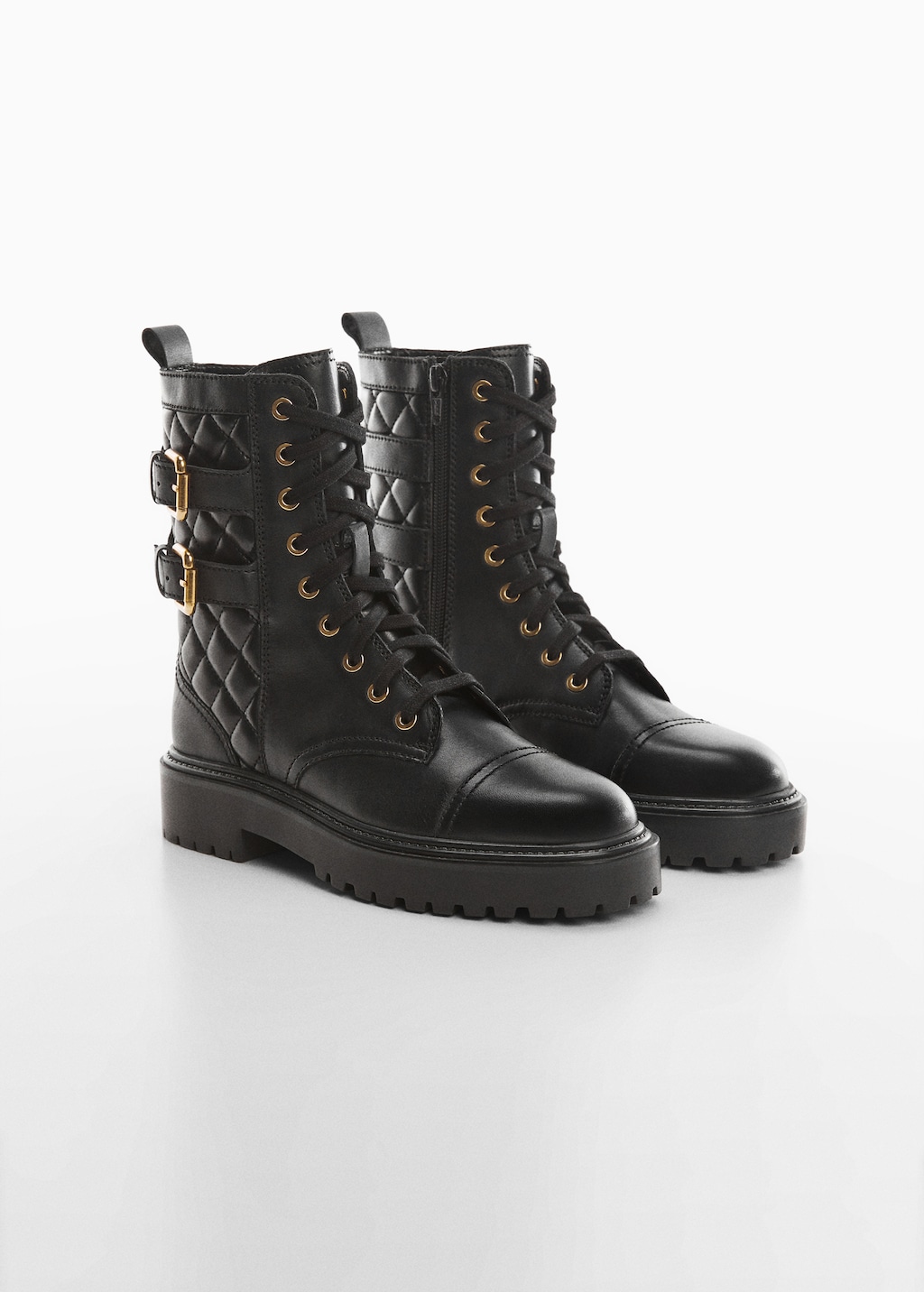 Military leather ankle boots