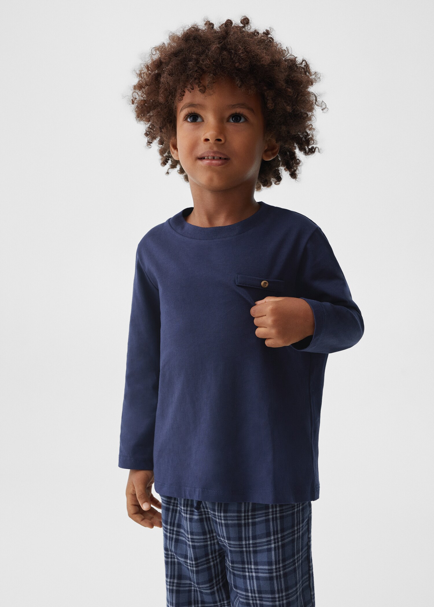 Two-piece checked long pajamas - Medium plane