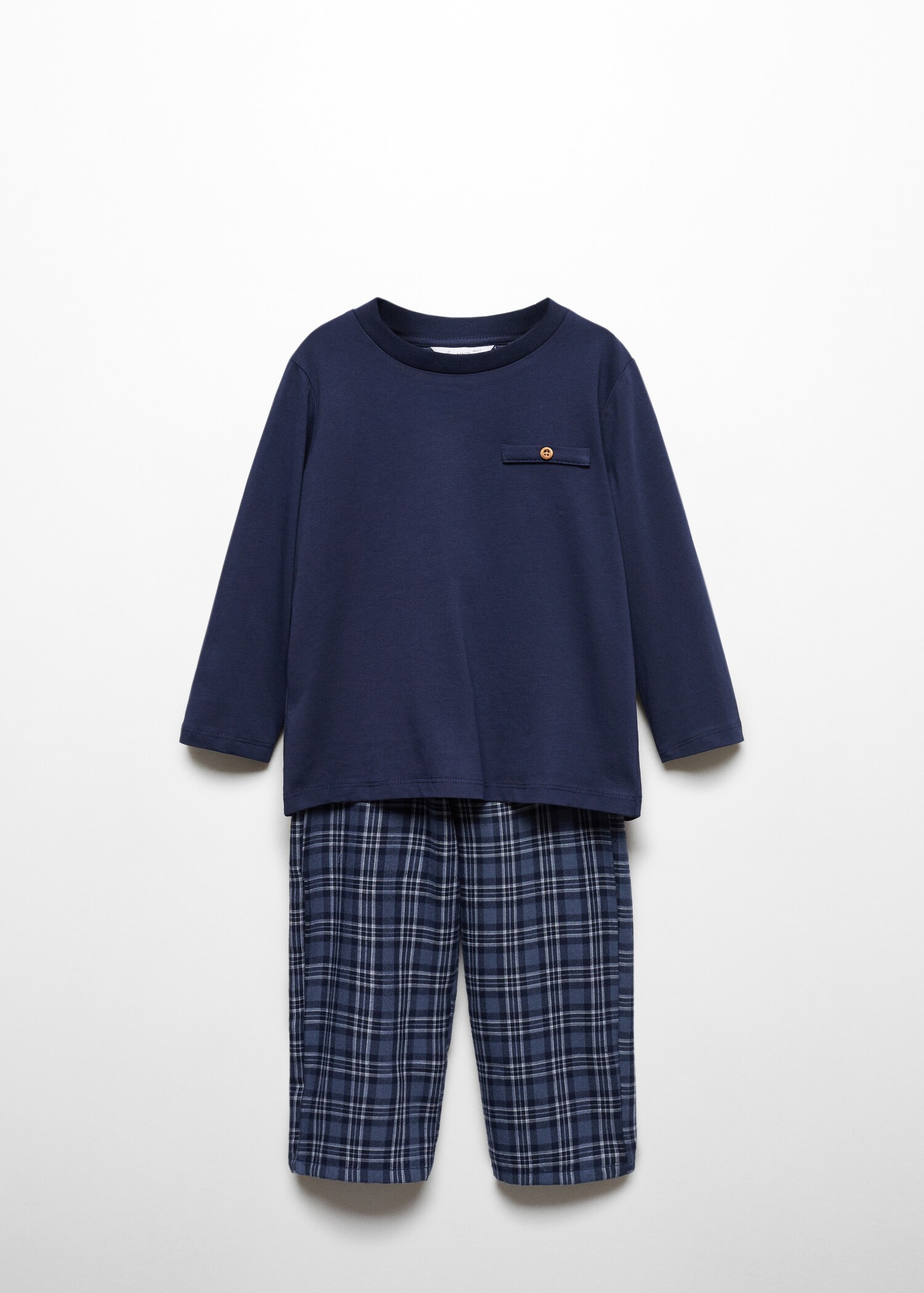 Two-piece checked long pajamas - Article without model