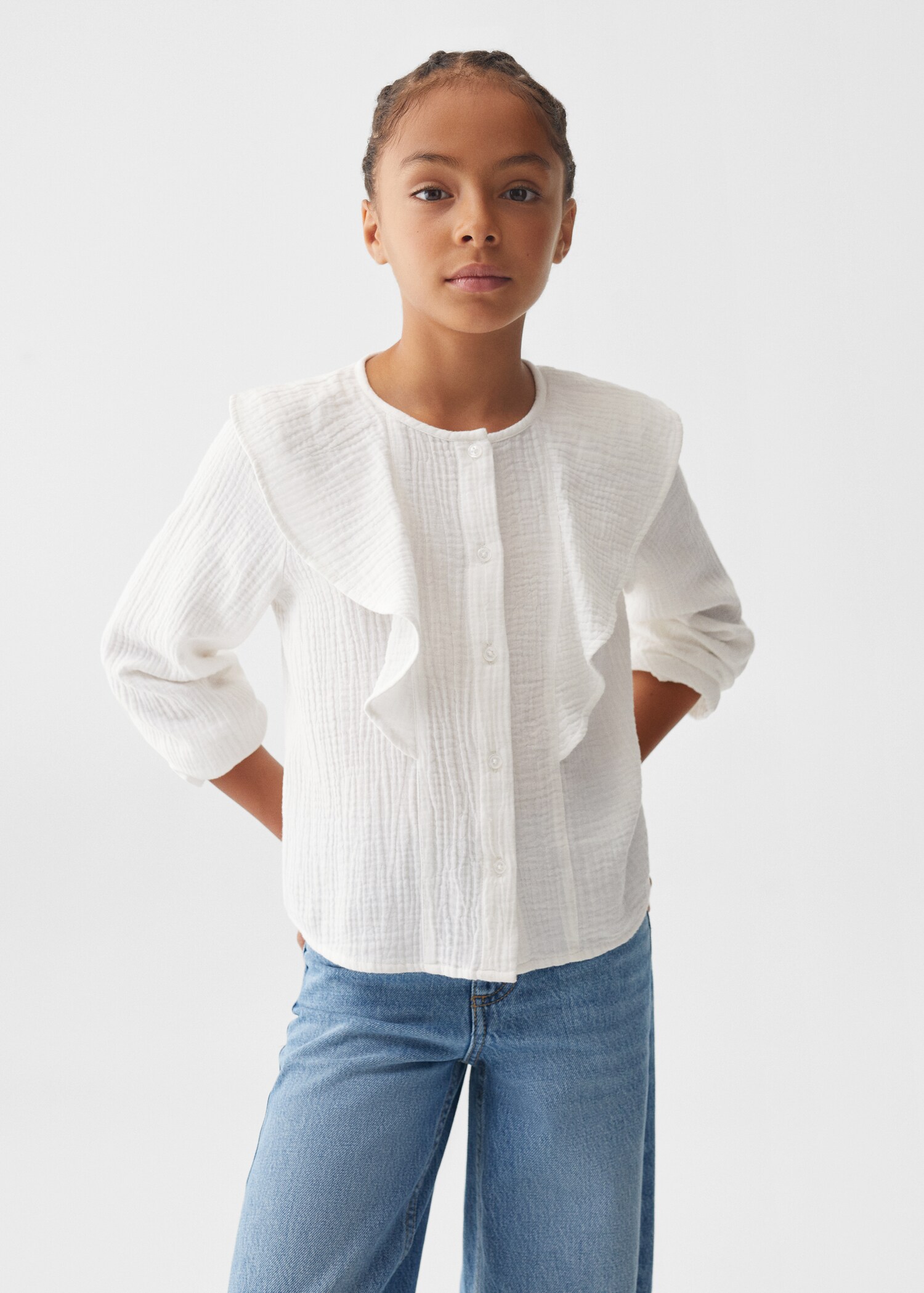 Blouse coton à volants - Plan moyen