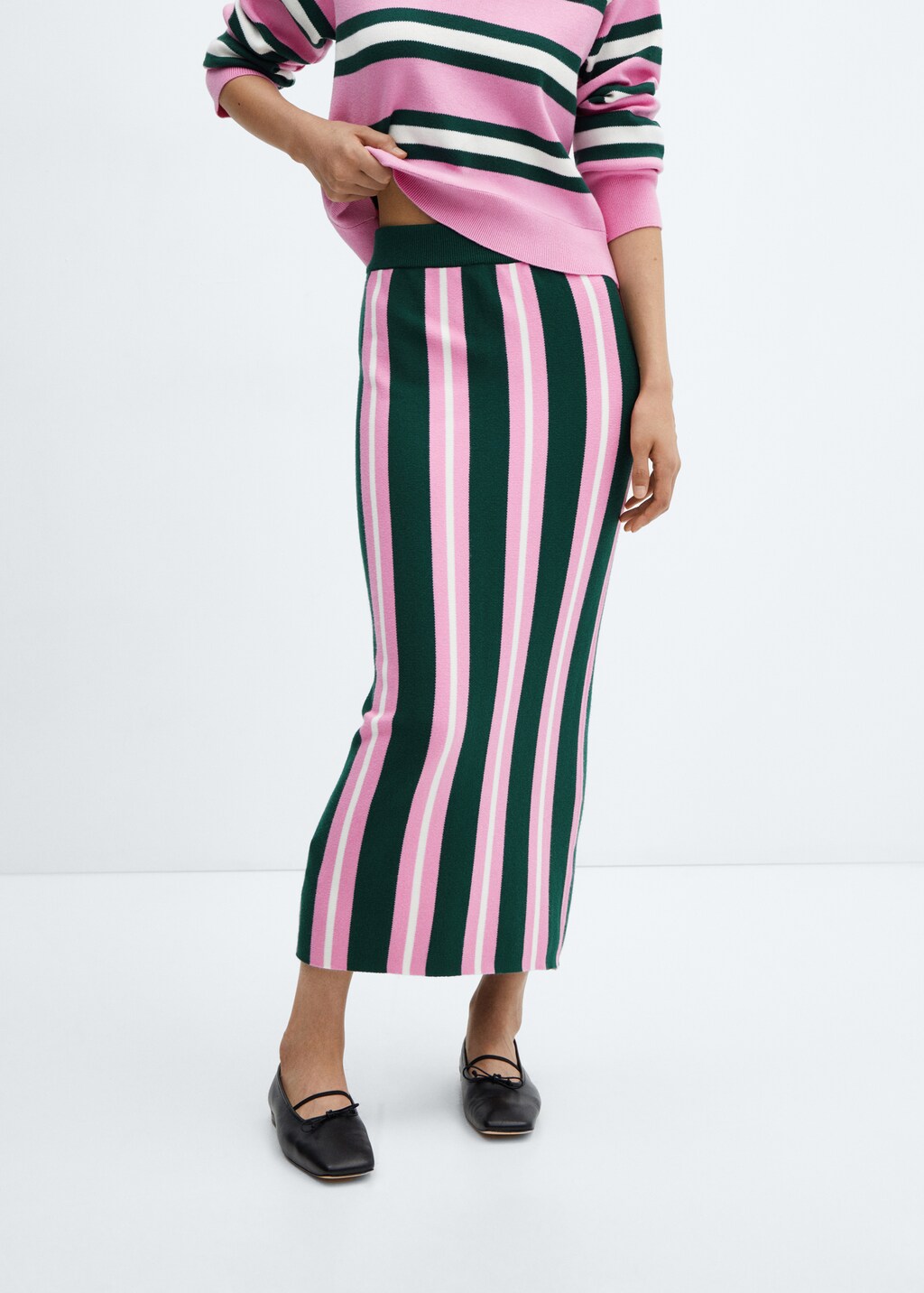 Mango check midi skirt in pink sales