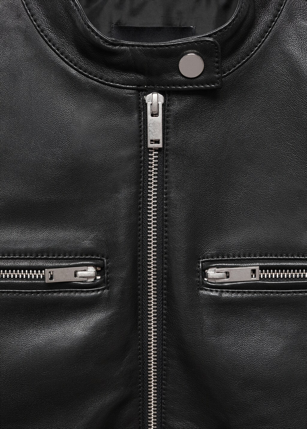Zipper leather biker jacket | MANGO Japan