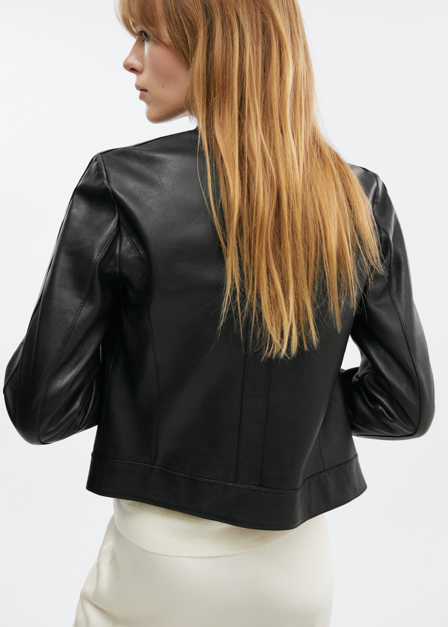 Blouson biker en cuir à zips - Verso de l’article