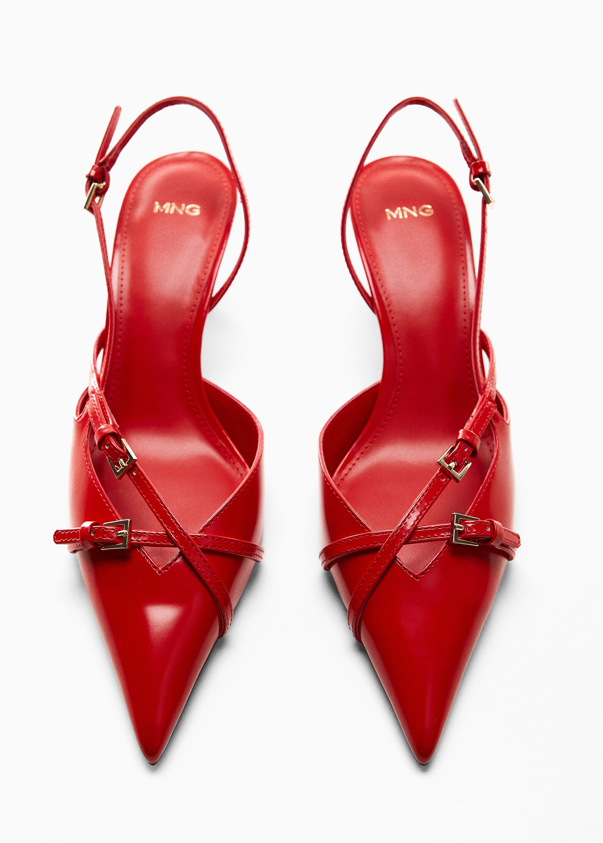 Leather heeled slingback shoes with buckles - Details of the article 5