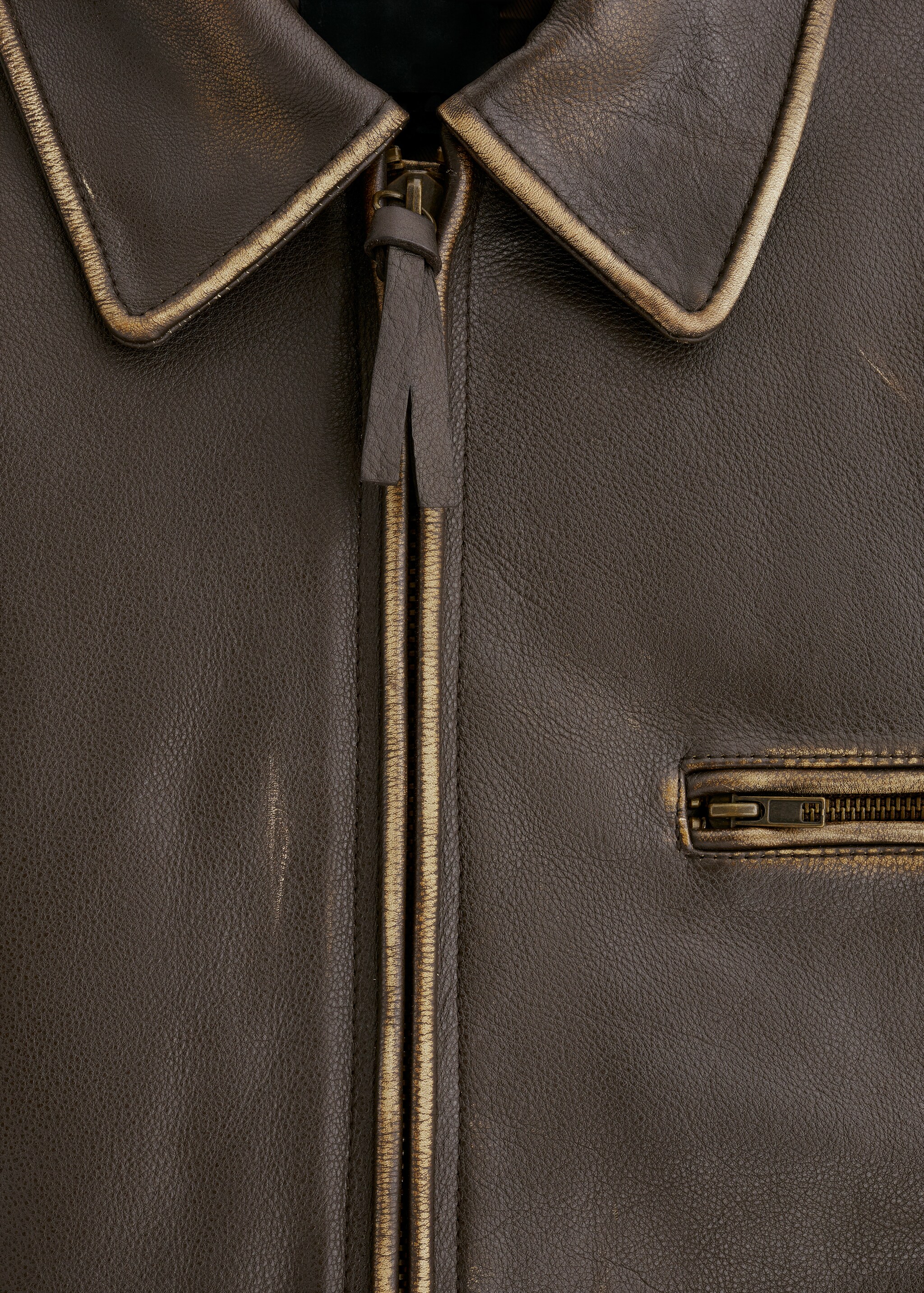 Oversized worn-effect leather jacket - Λεπτομέρεια του προϊόντος 8