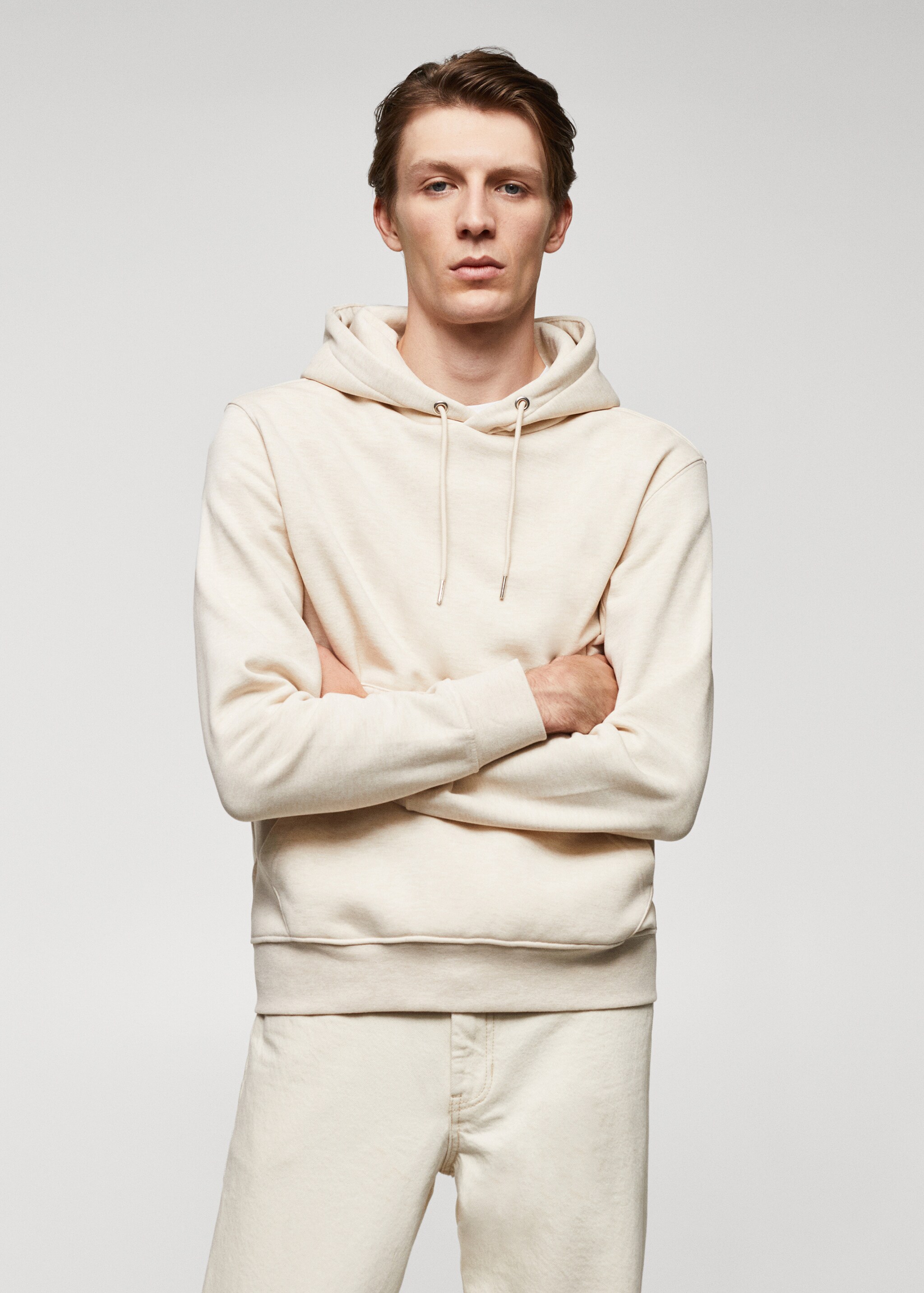 Cotton kangaroo-hooded sweatshirt - Middenvlak