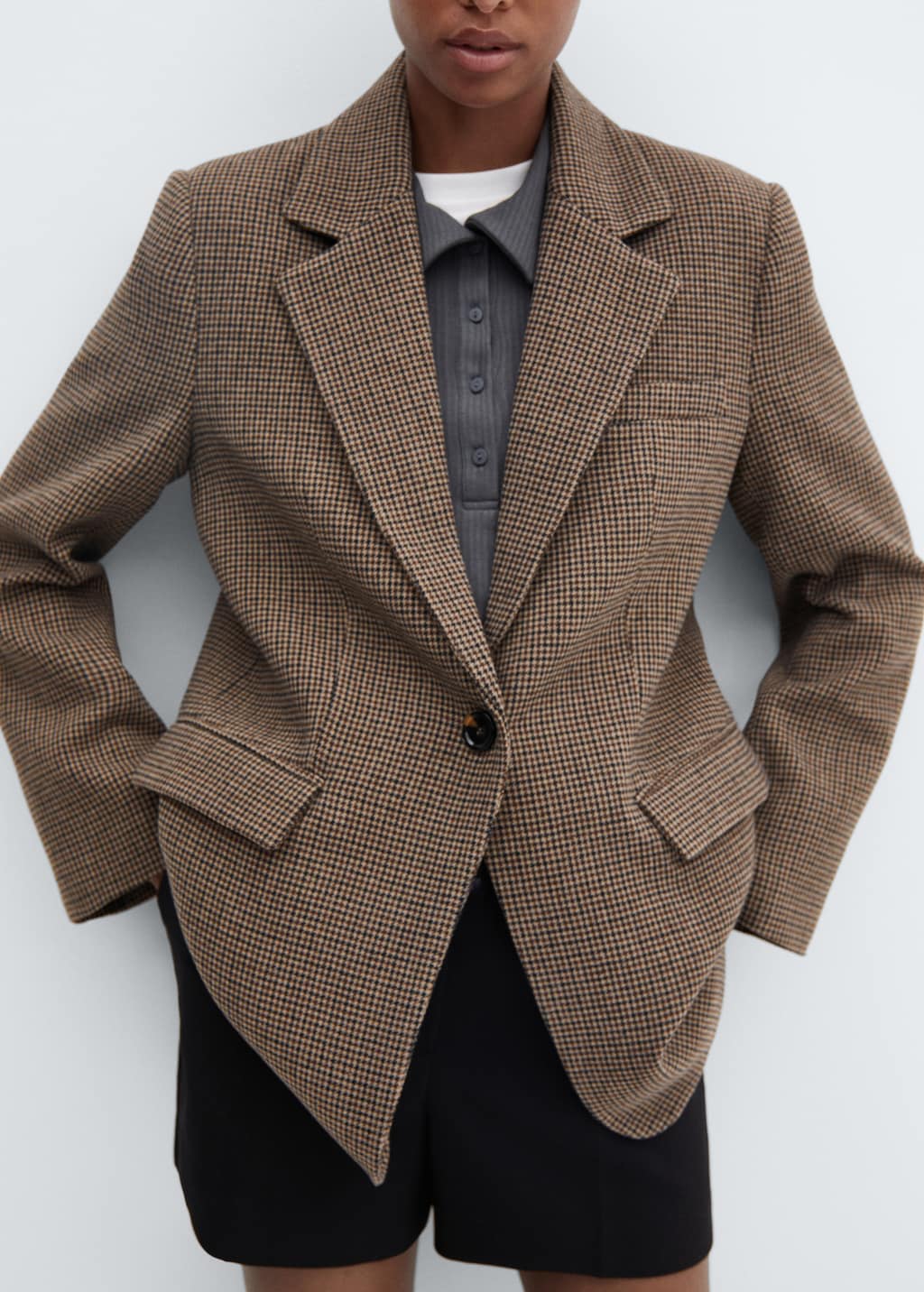 Lapels Houndstooth suit blazer - Women | MANGO China