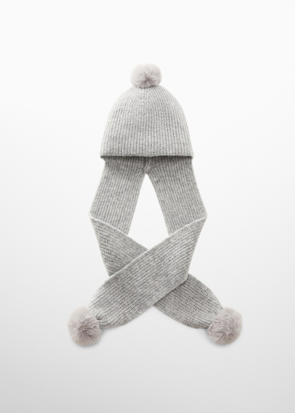 Scarf hat with pompoms