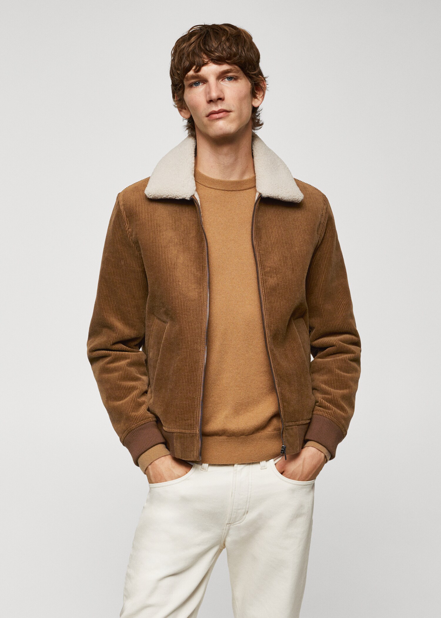 Faux shearling inner corduroy jacket - Medium plane