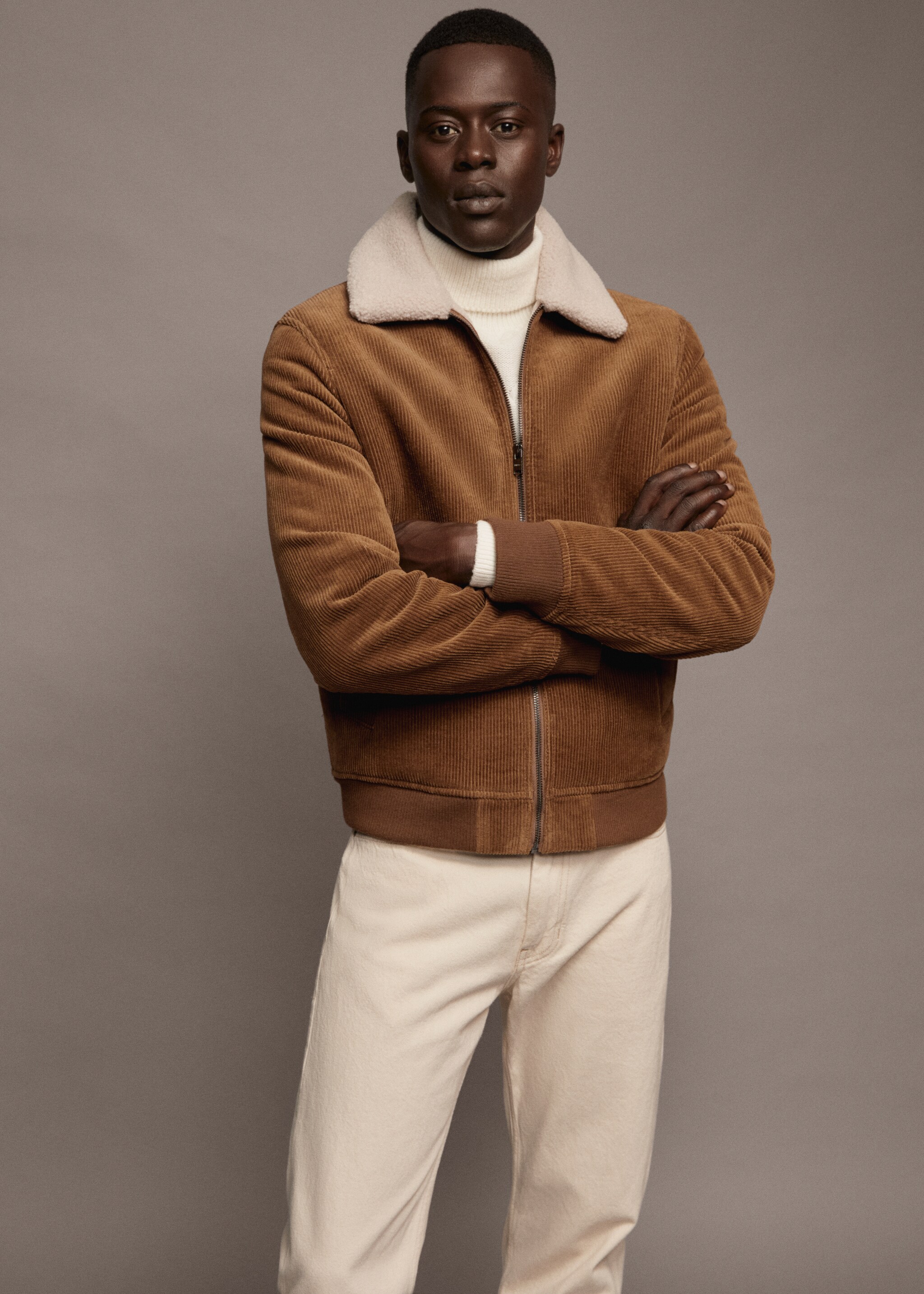 Faux shearling inner corduroy jacket - Details of the article 5