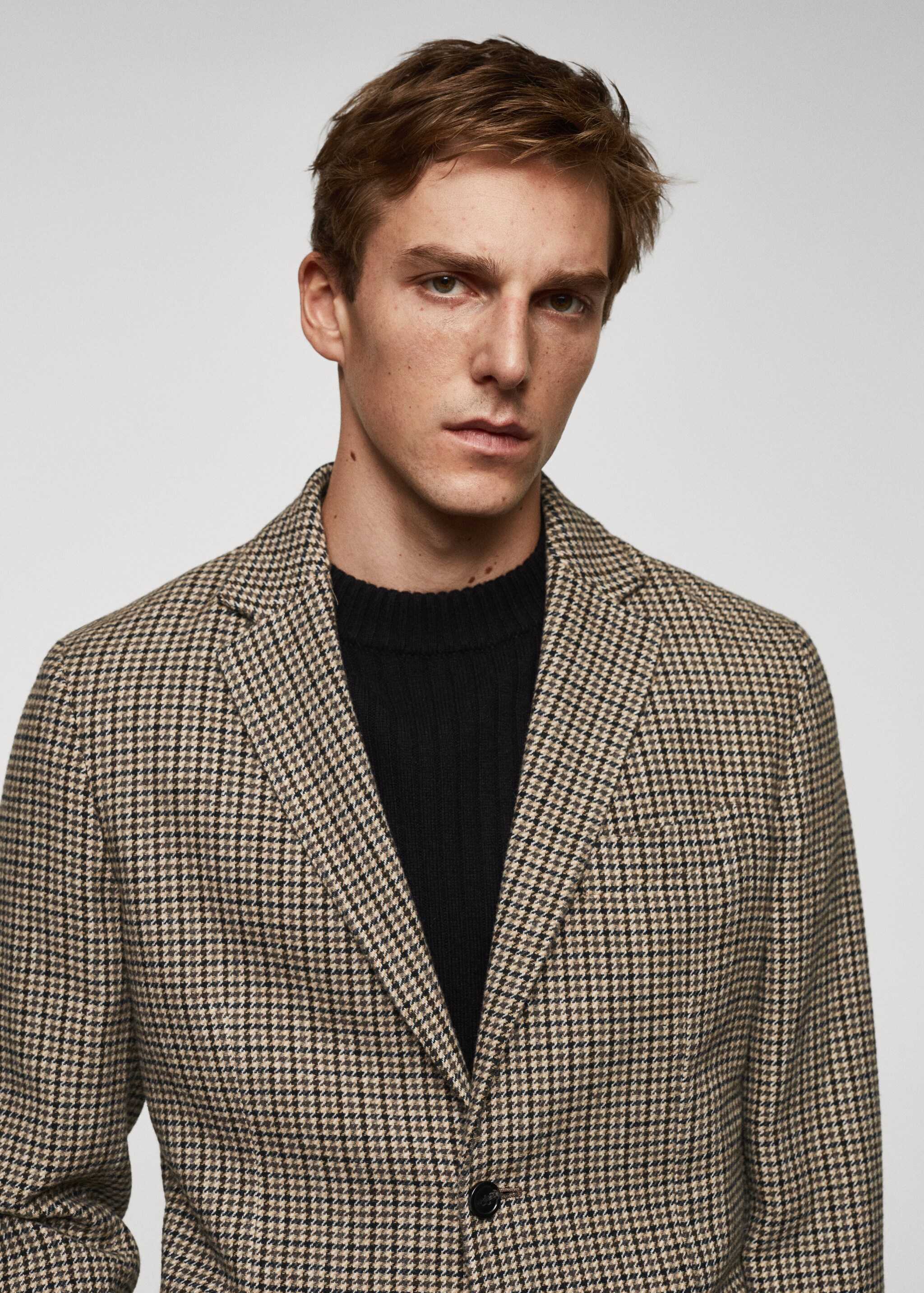 Wool slim-fit houndstooth jacket - Details of the article 1