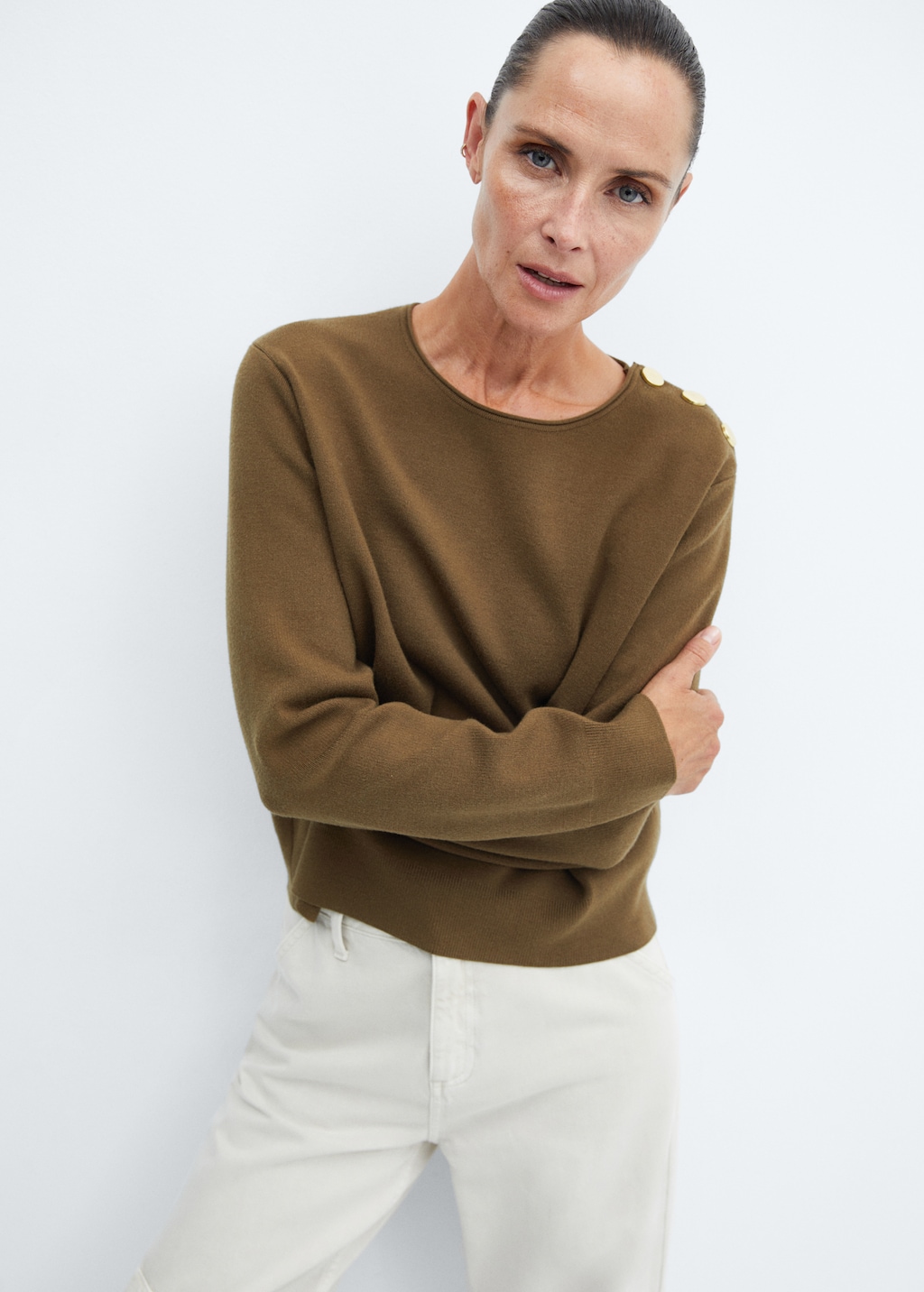 Pull bouton epaule femme best sale