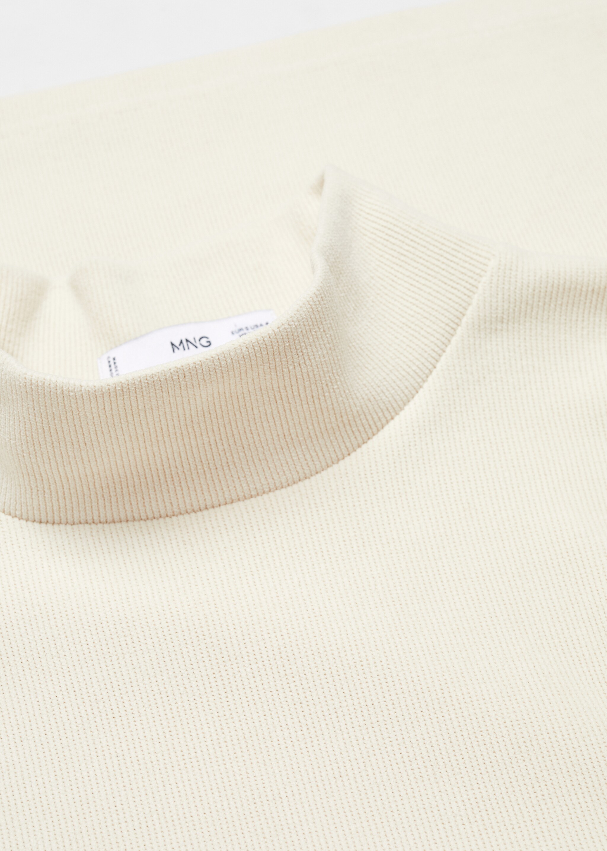 Corduroy sweatshirt with perkins neck - Details of the article 8, Ecru. Ref: 57057742-00.