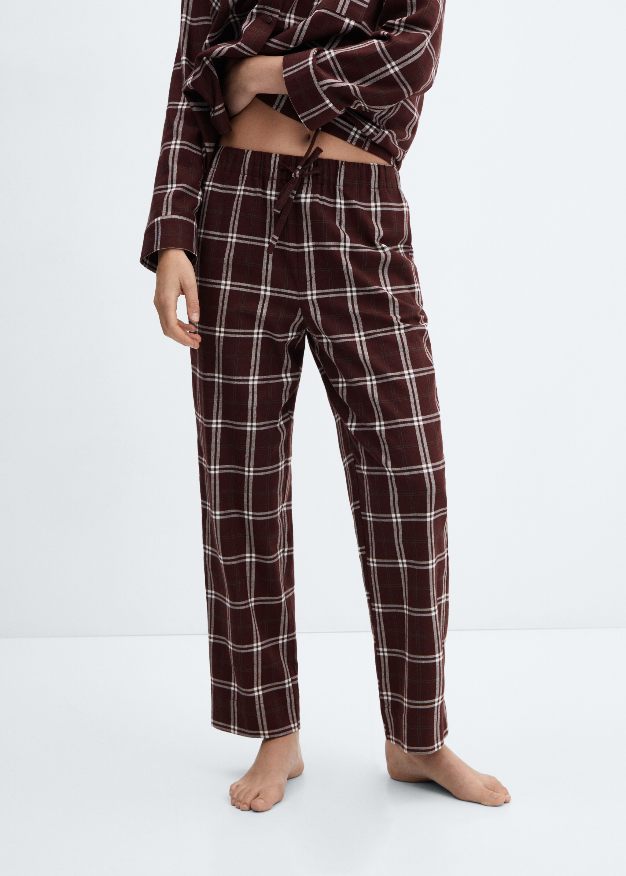Check flannel pyjama trousers - Medium plane