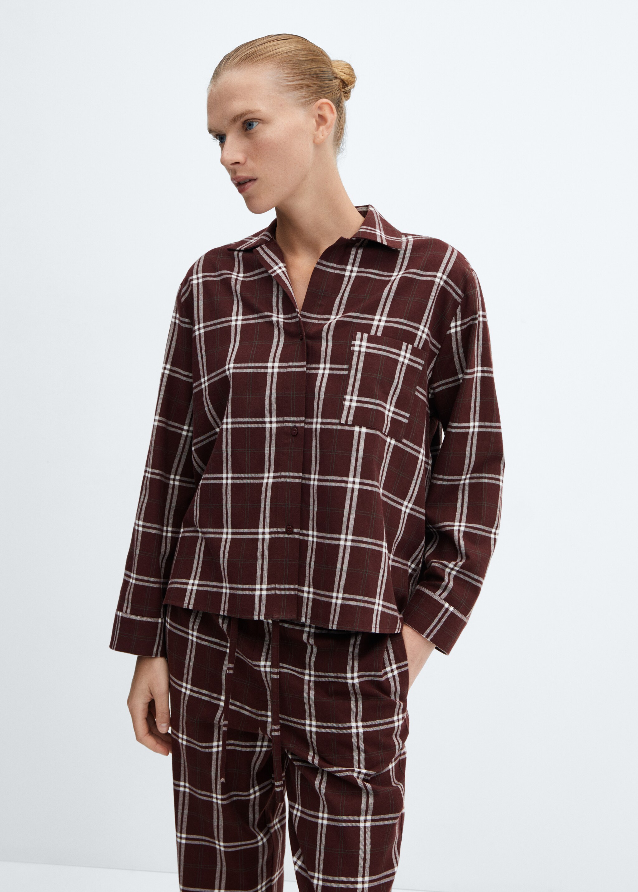 Check flannel pyjama trousers - Details of the article 1
