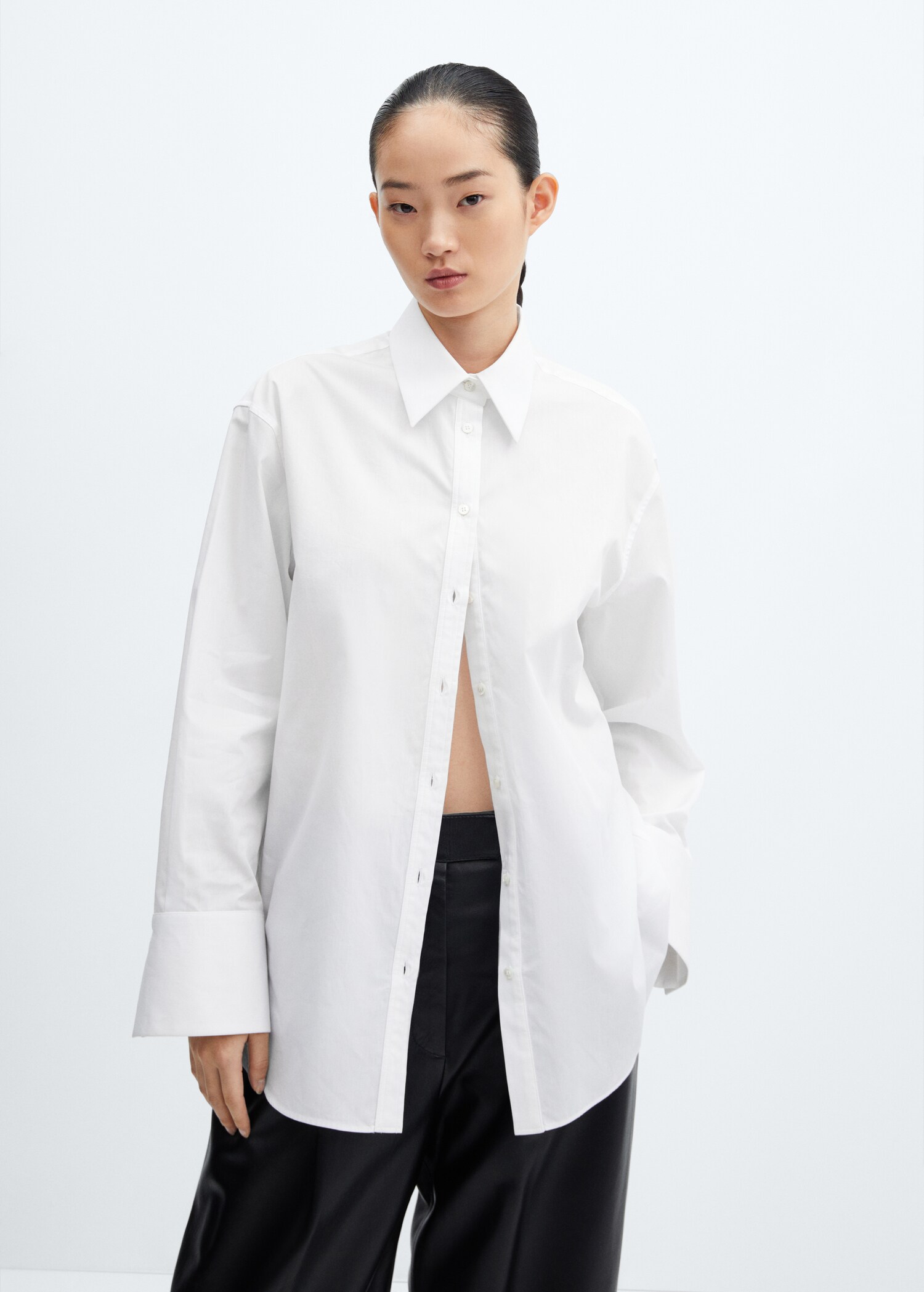 Oversized-Baumwollbluse - Mittlere Ansicht