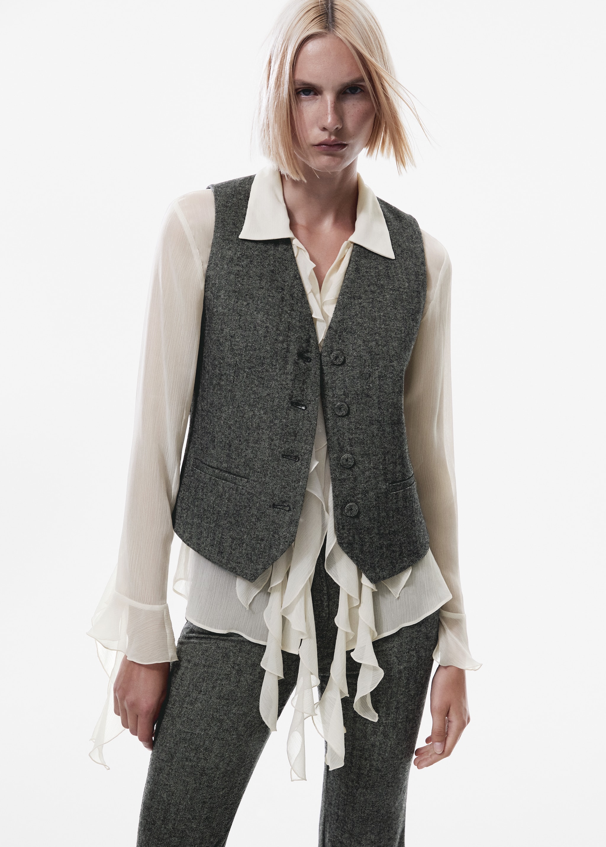 Check wool-blend suit waistcoat MANGO Niger1