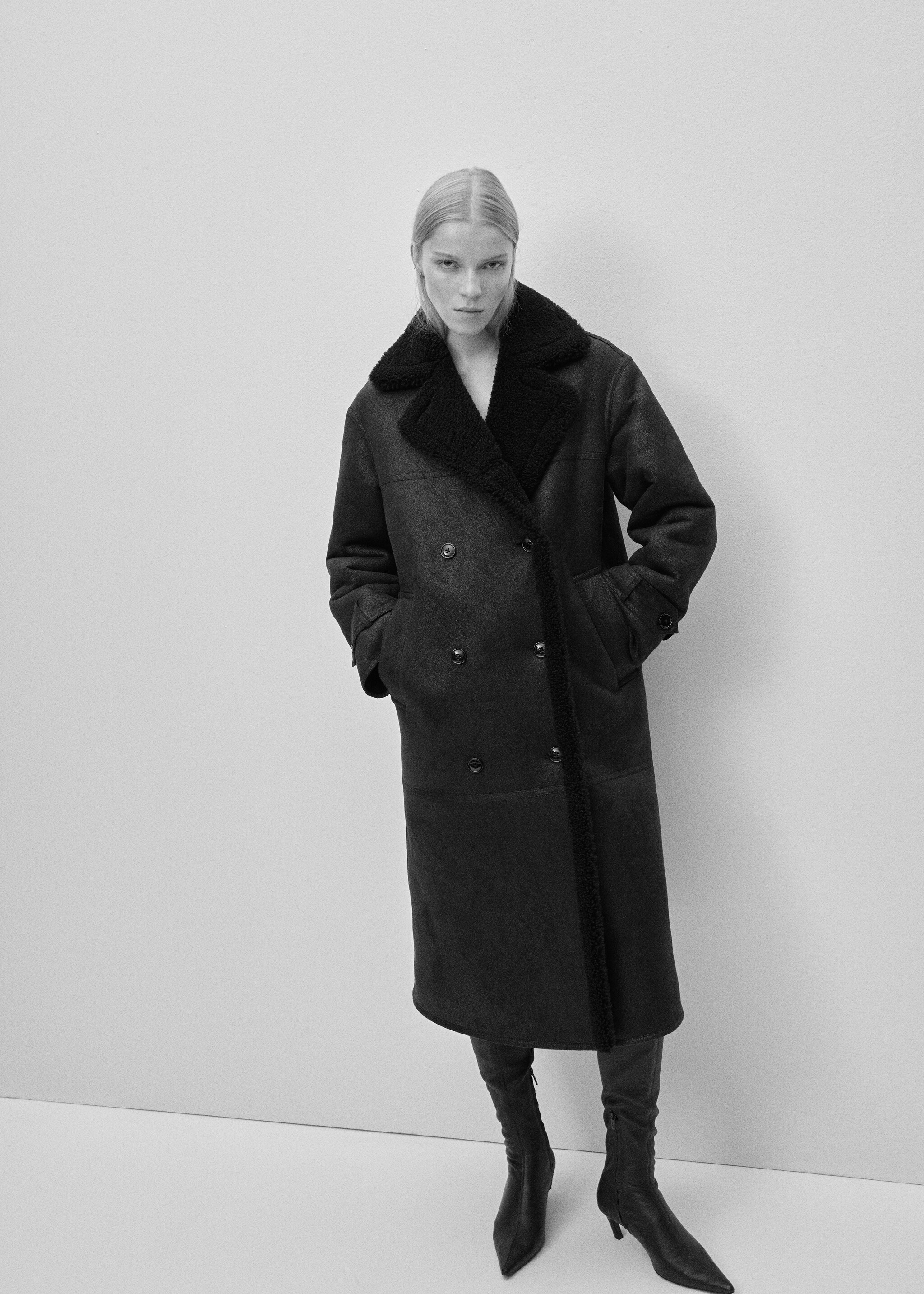 Shearling-lined fur-effect coat - Λεπτομέρεια του προϊόντος 9