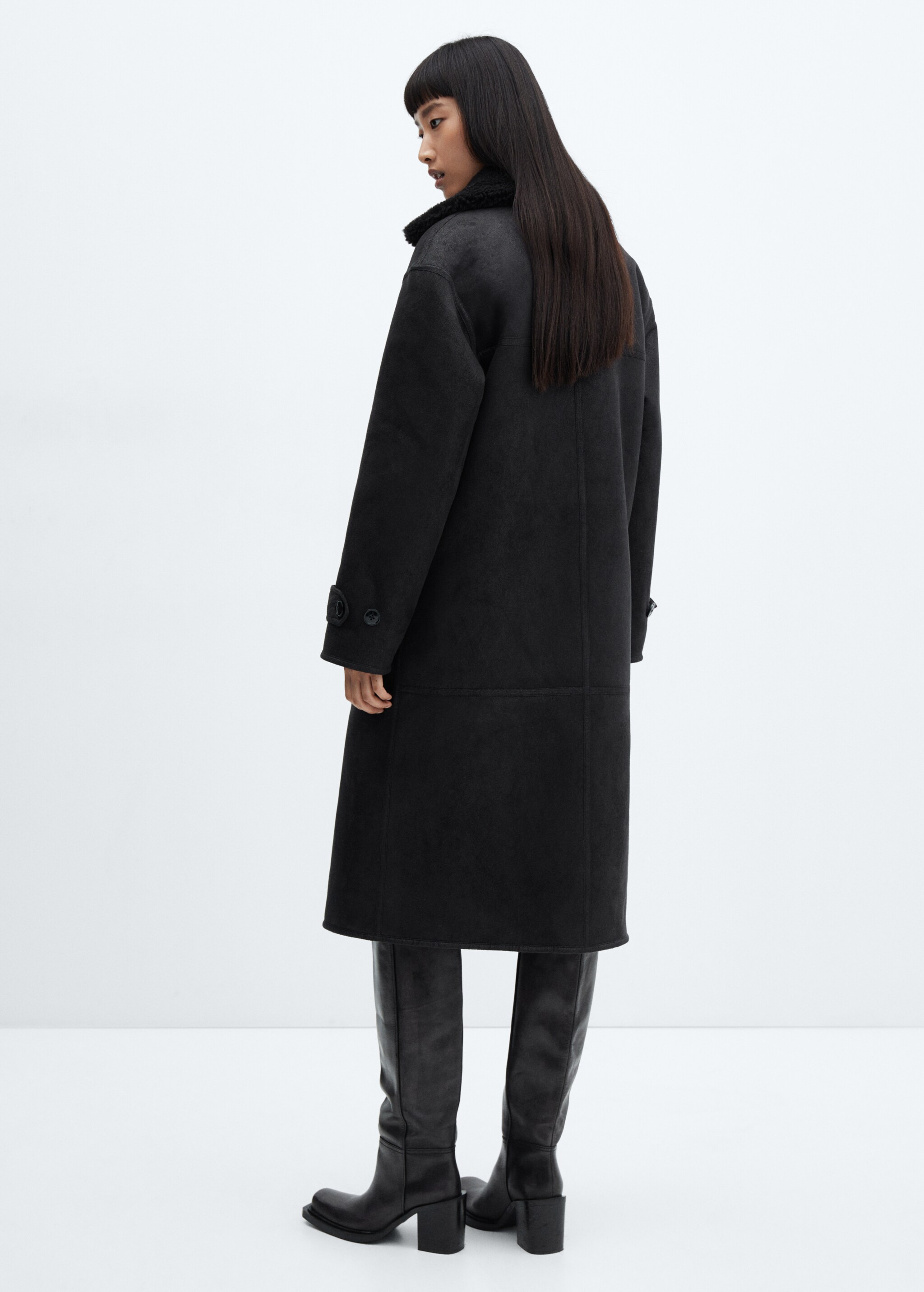 Shearling-lined fur-effect coat - Πίσω όψη προϊόντος