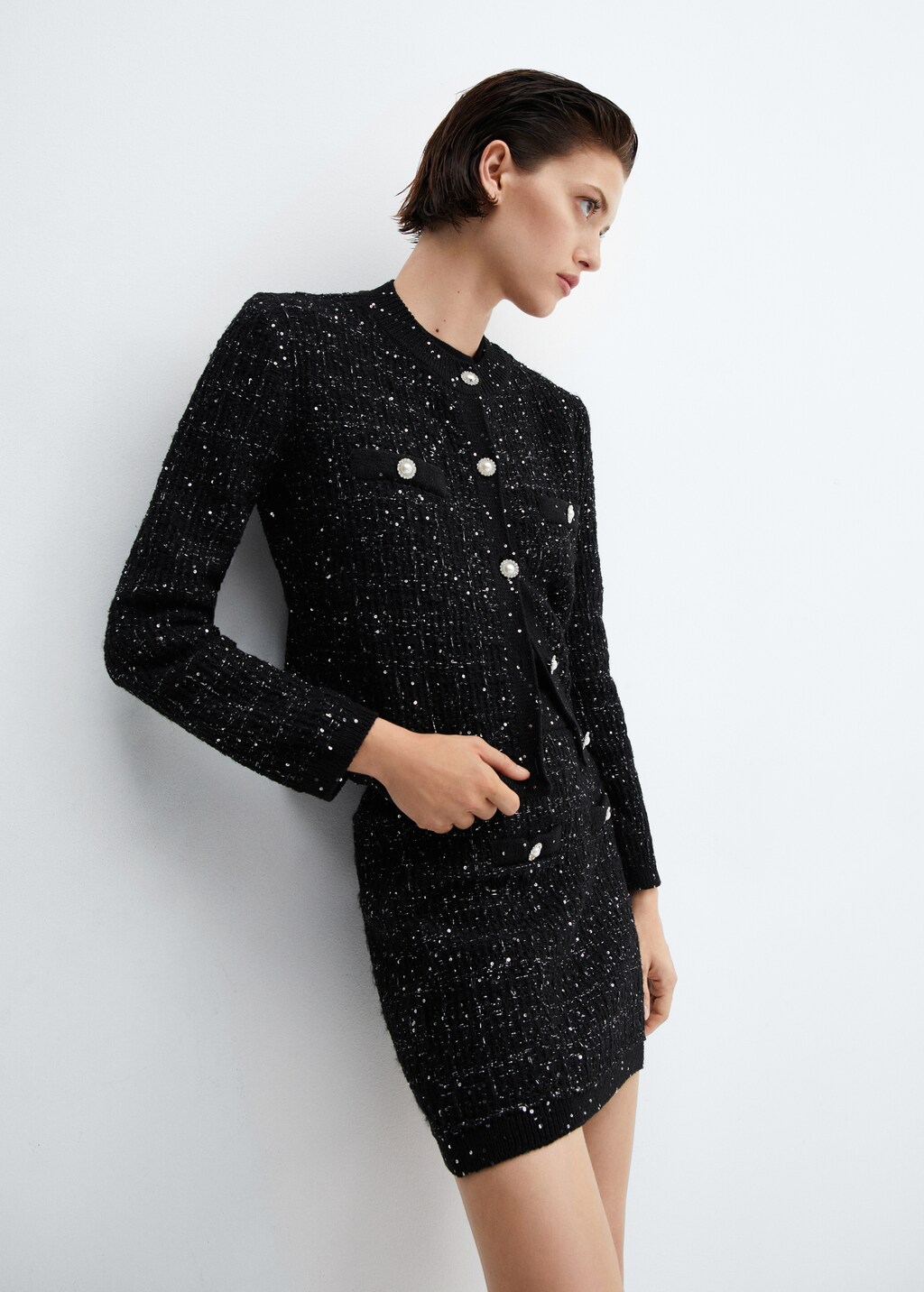 Cardigan tweed femme sale