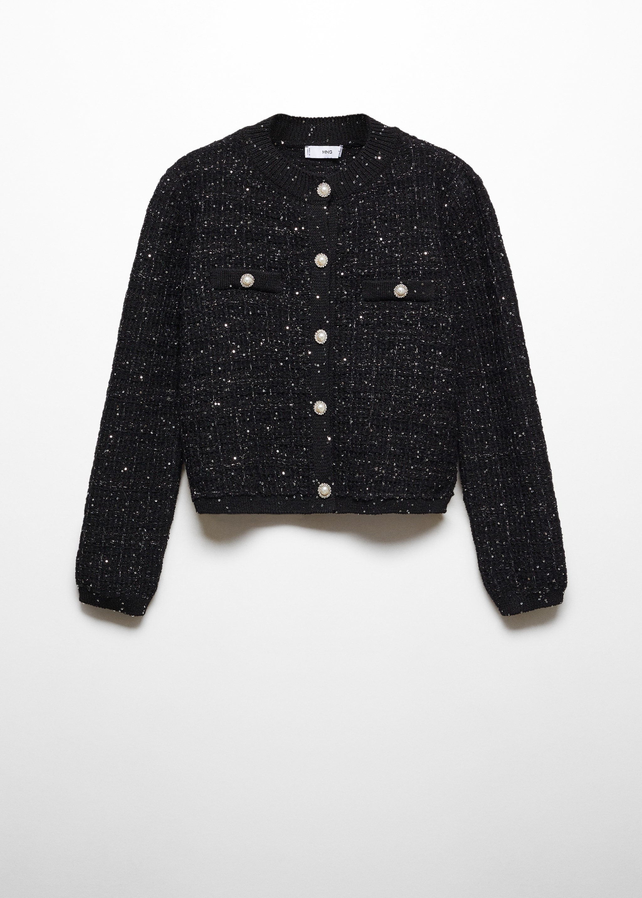 Cardigan tweed bouton bijou