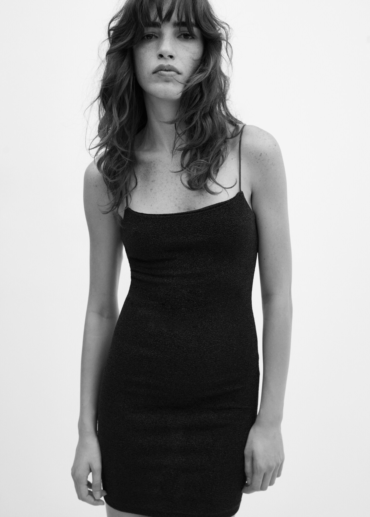 Vestido tirantes lúrex - Plano medio