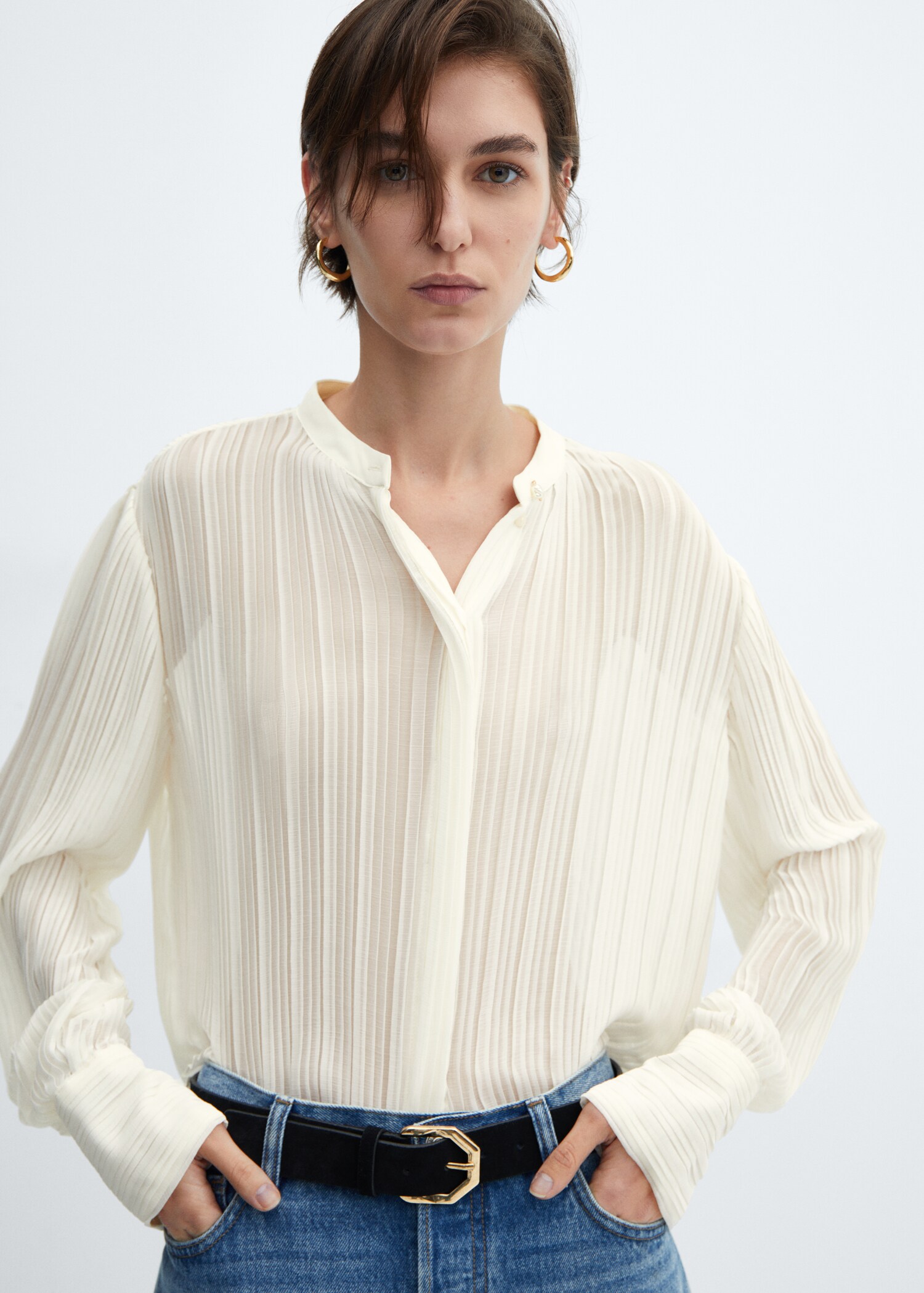 Blouse plissée semi-transparente - Détail de l'article 1