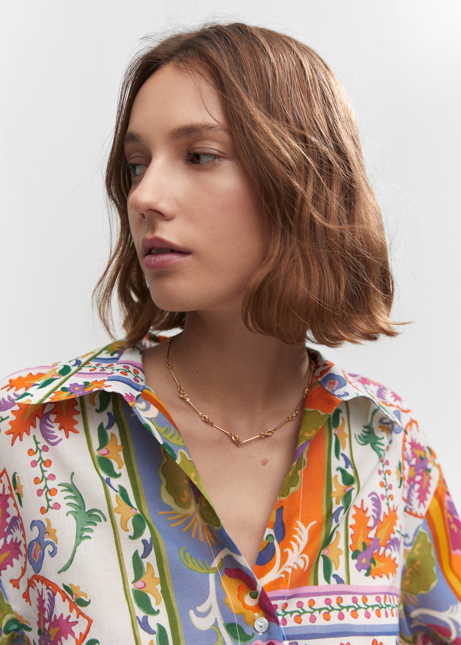 Printed cotton shirt - Woman | MANGO Montenegro 