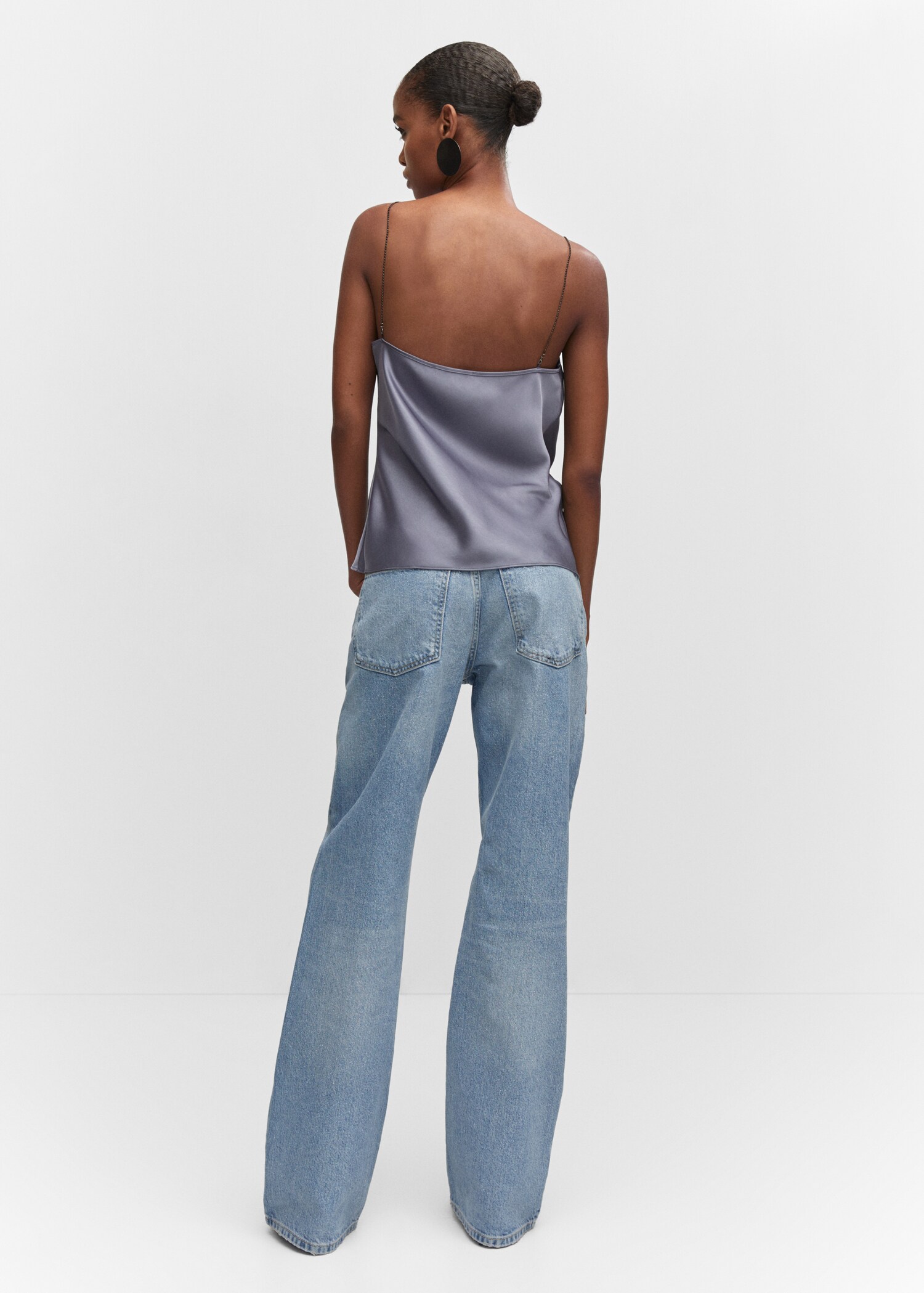 Draped neck satin top - Reverse of the article