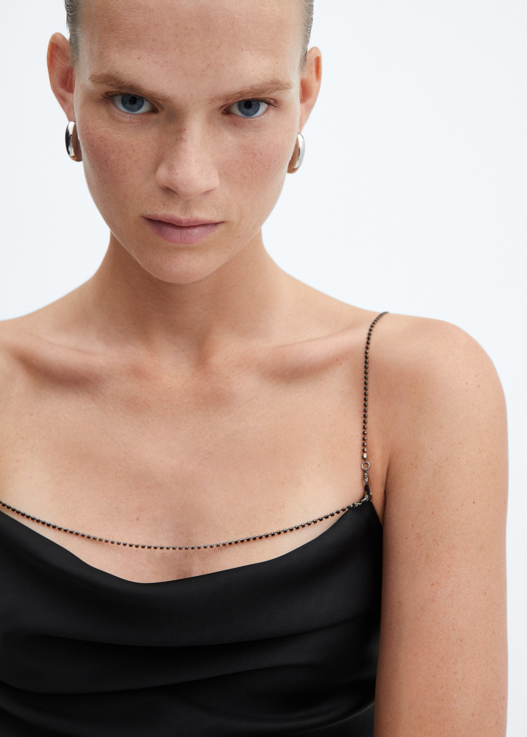 Draped neck satin top - Details of the article 1