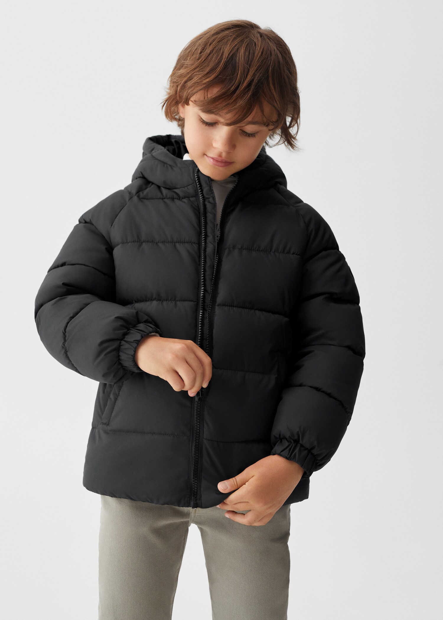 Hood quilted coat - Средна равнина