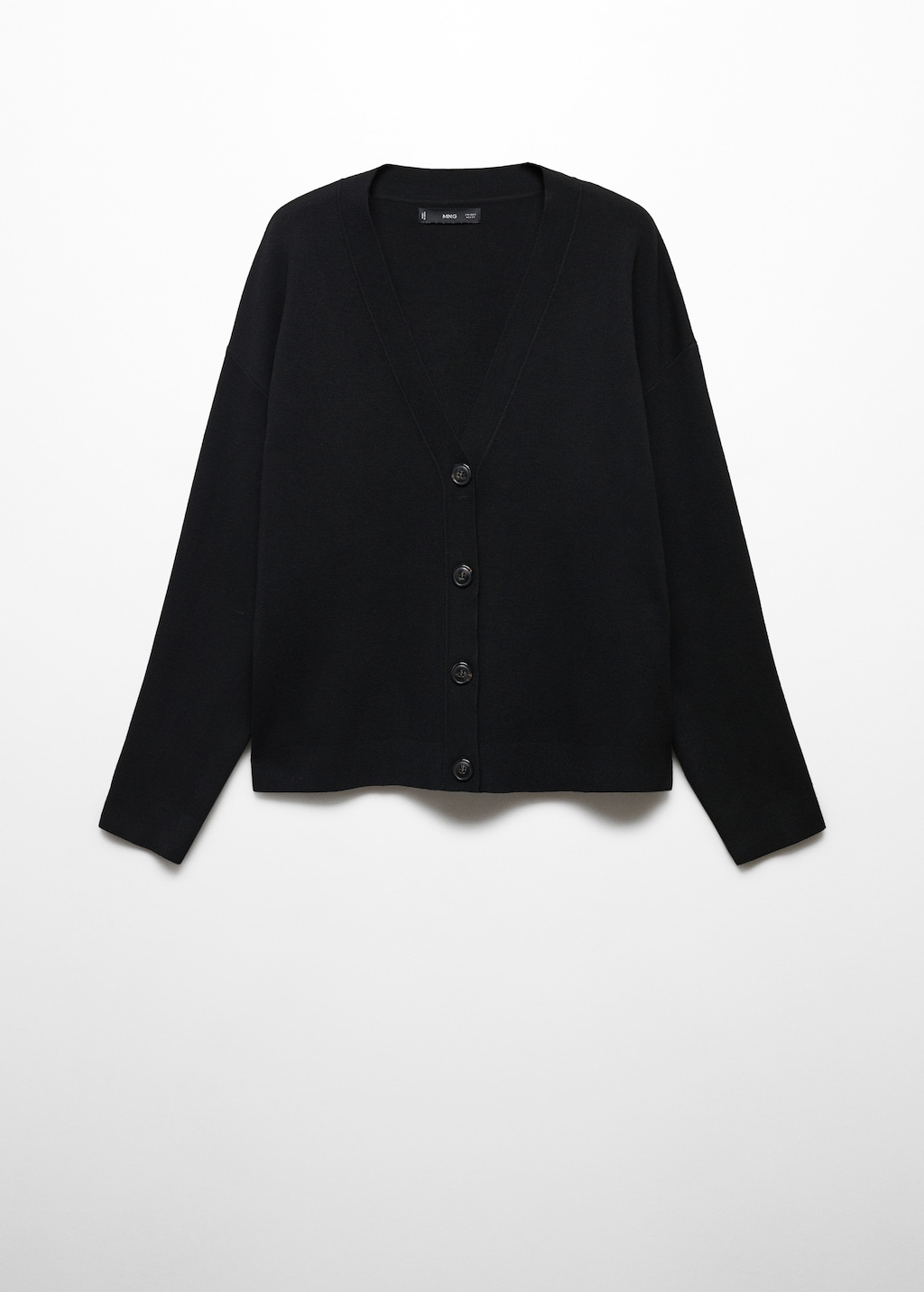 Long black cardigan with buttons discount
