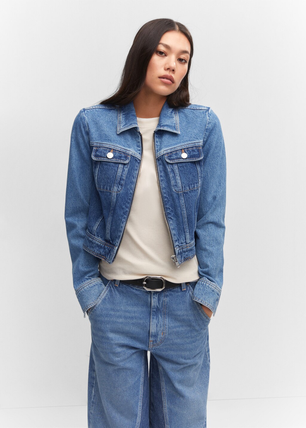 Veste en jean mango new arrivals