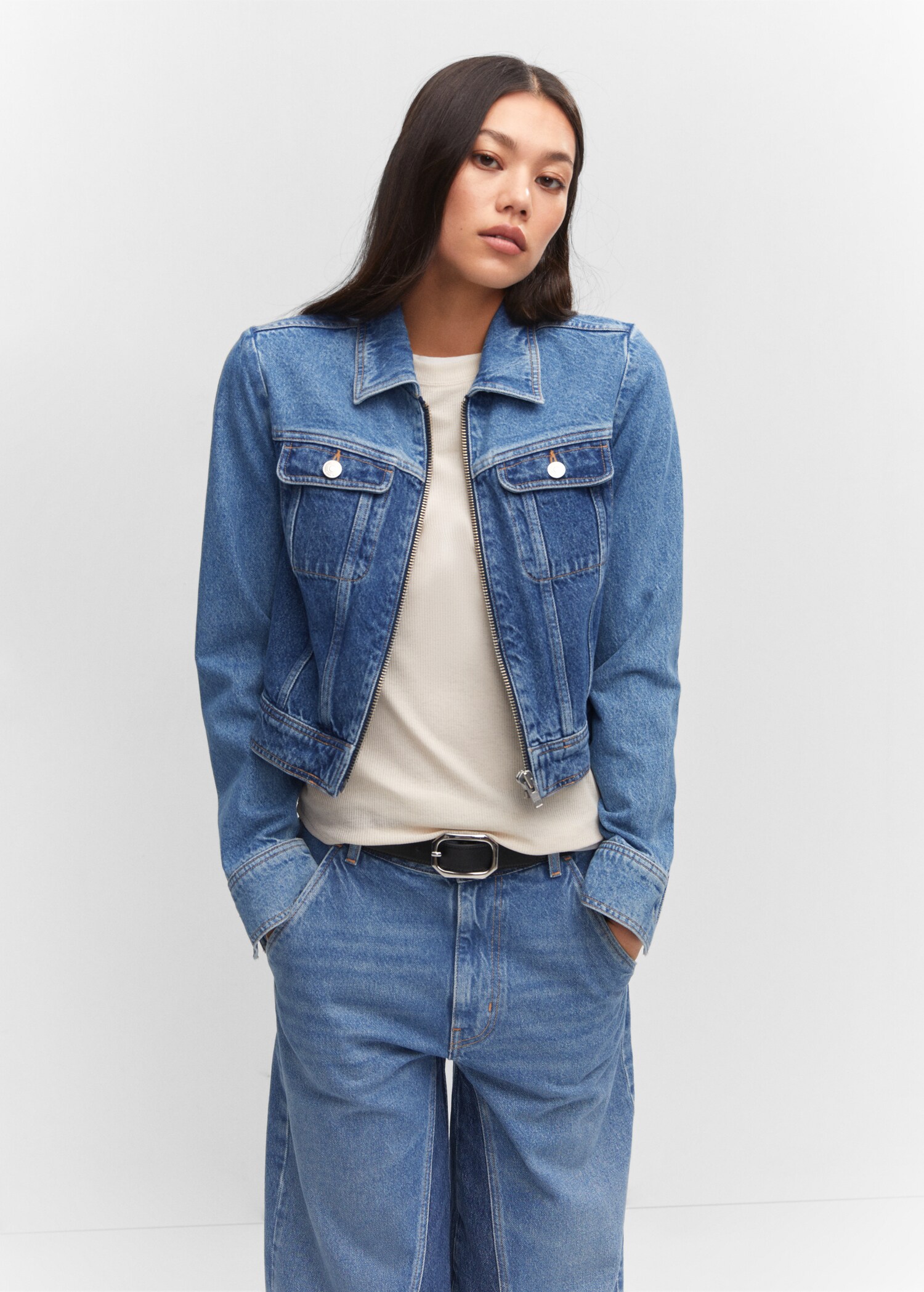 Contrast denim jacket - Medium plane