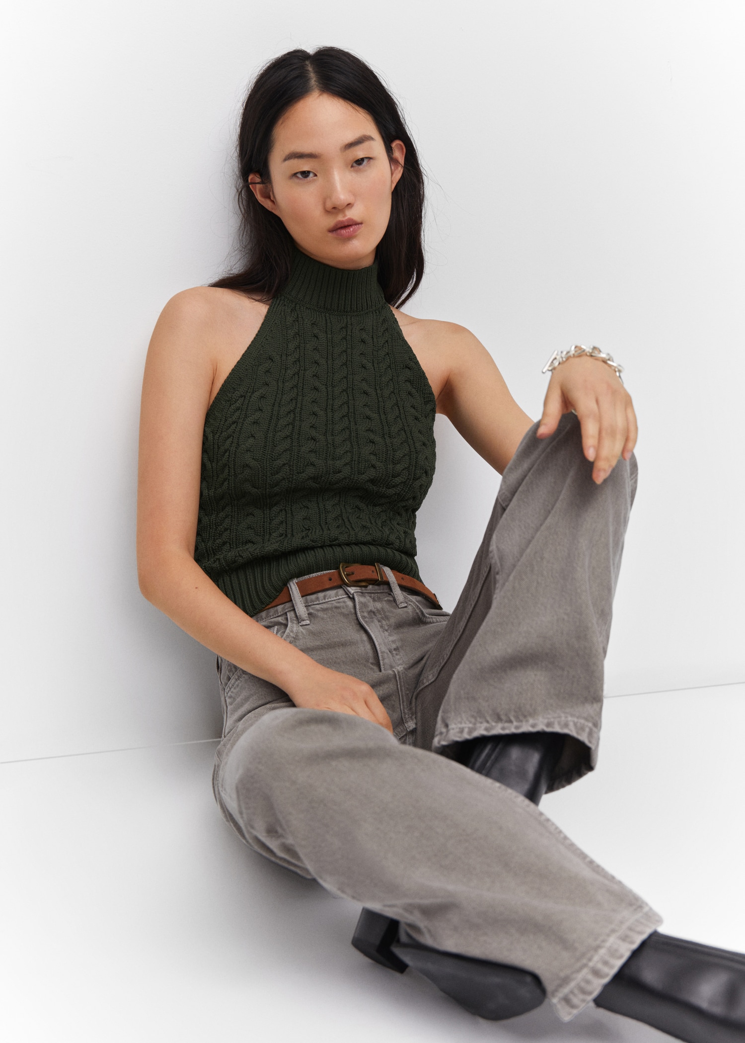Halter-neck knitted top - Main Image