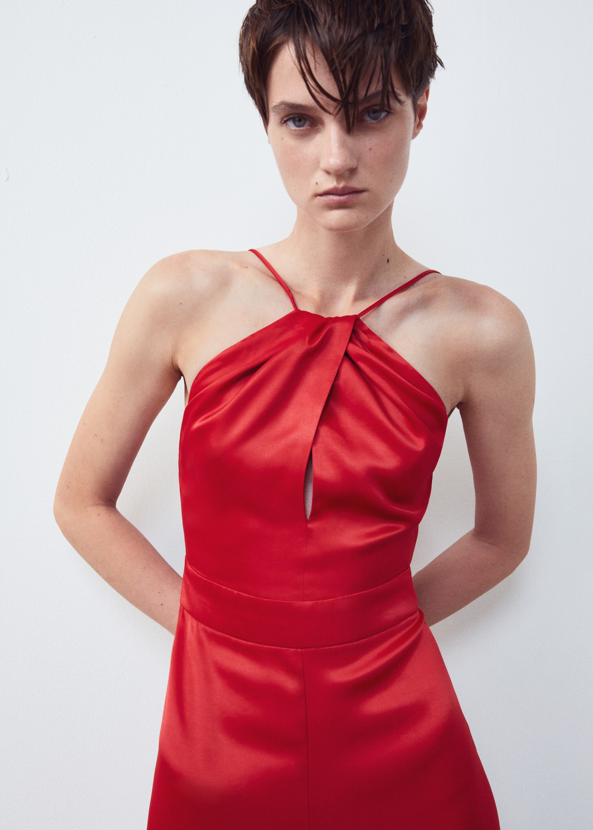 Satin jumpsuit with multi-position straps - Details of the article 6