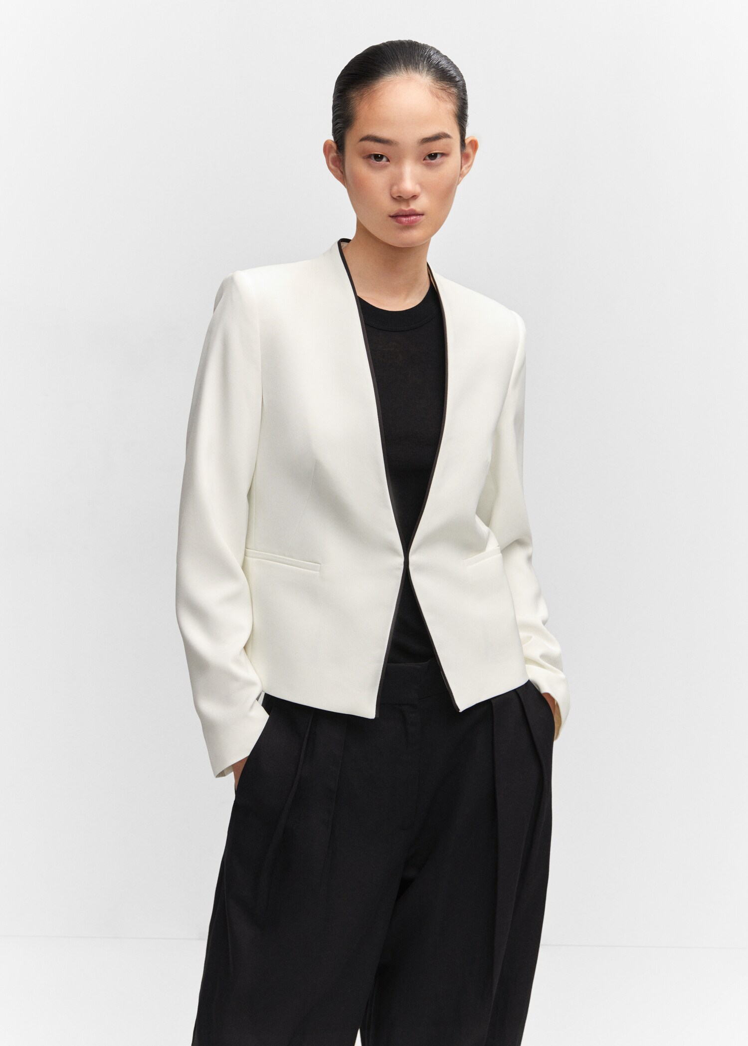 Contrasting trims blazer - Medium plane